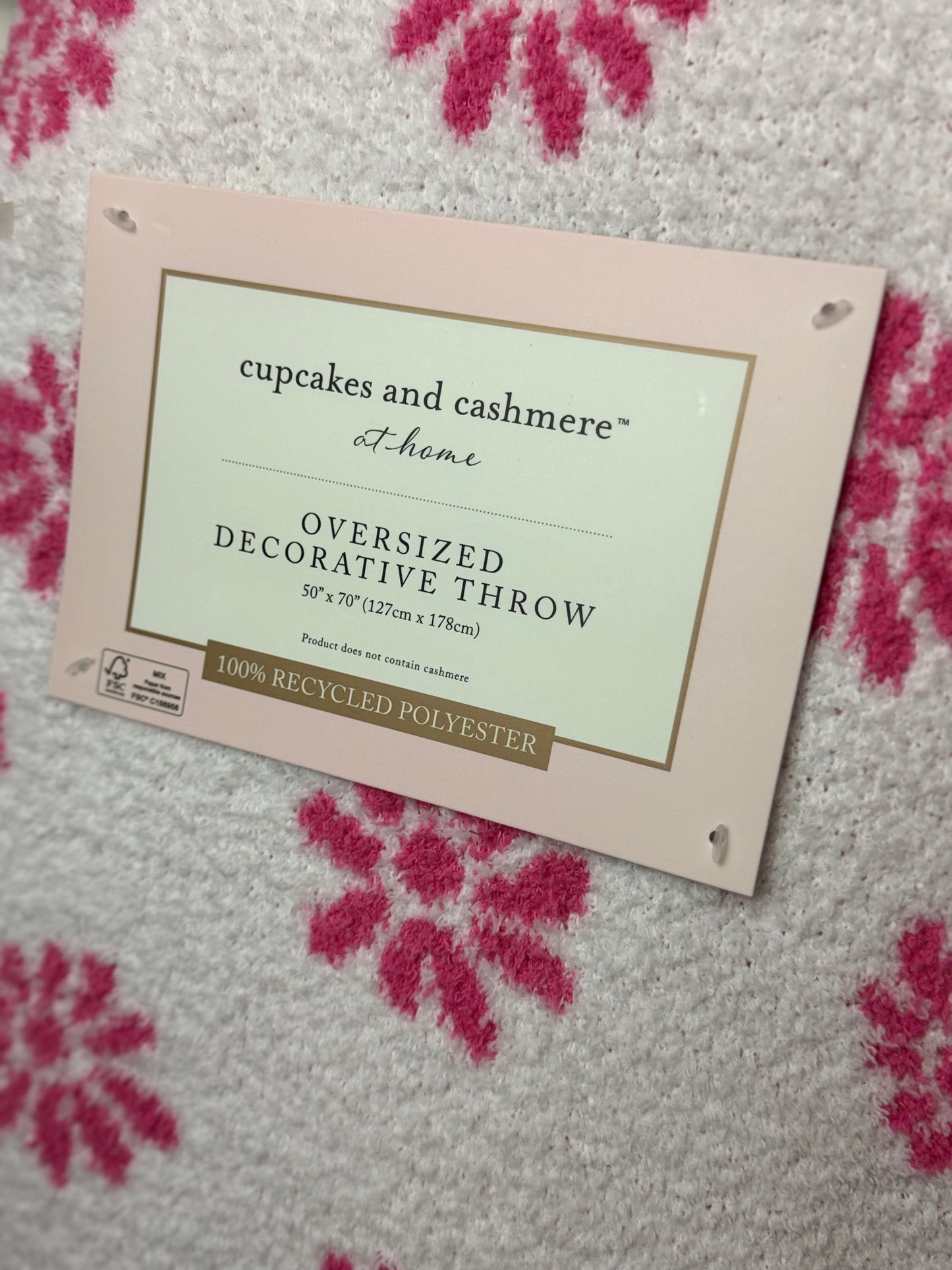 Cupcakes & Cashmere Pink Flowers Knit Throw