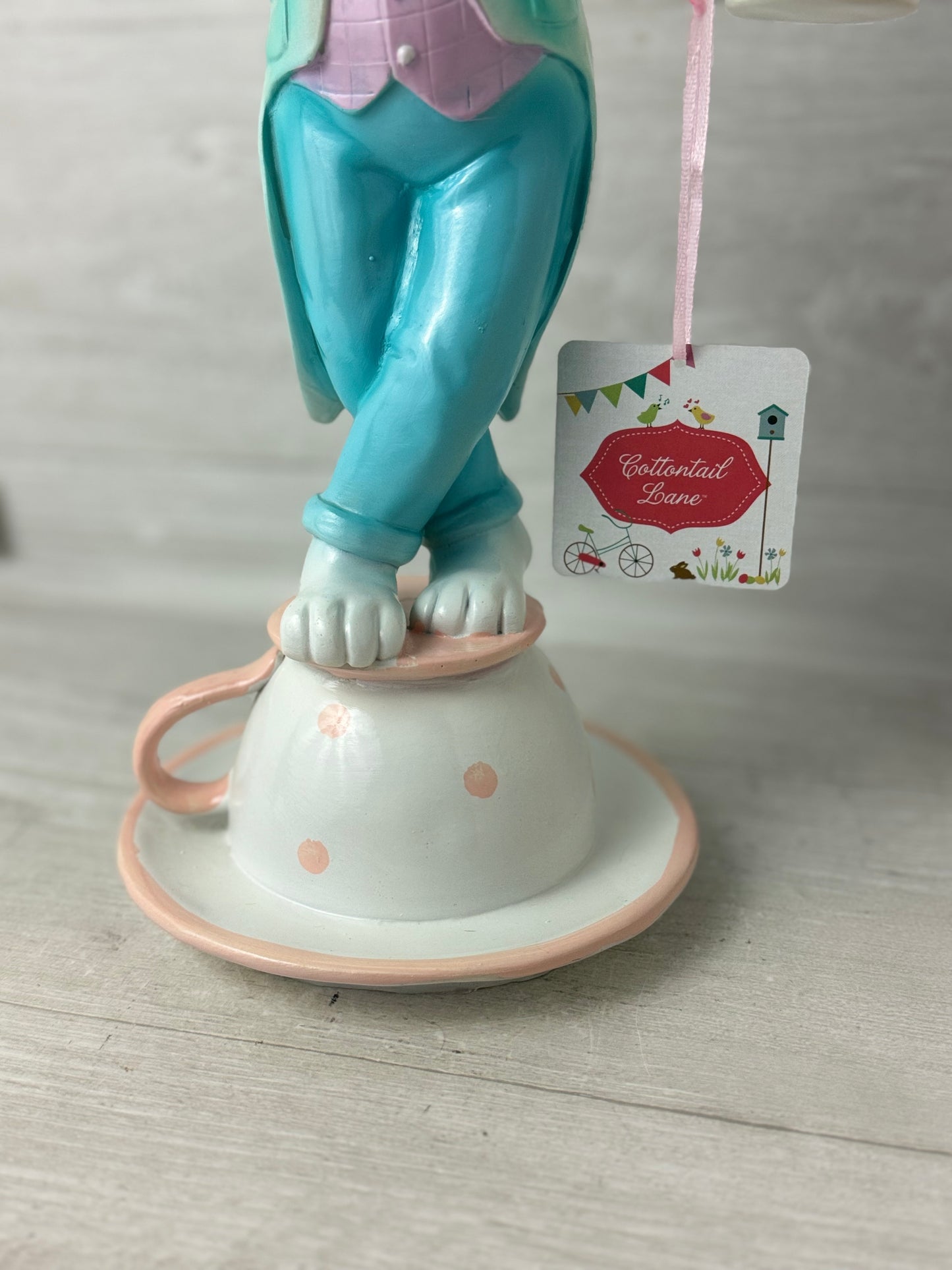 Cottontail Lane 16" Large Bunny Balancing on Teacup