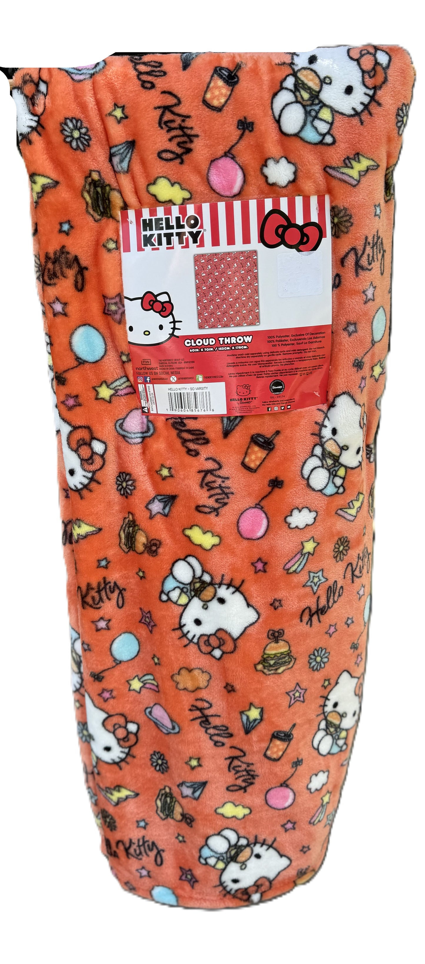 Hello Kitty Orange Throw Blanket