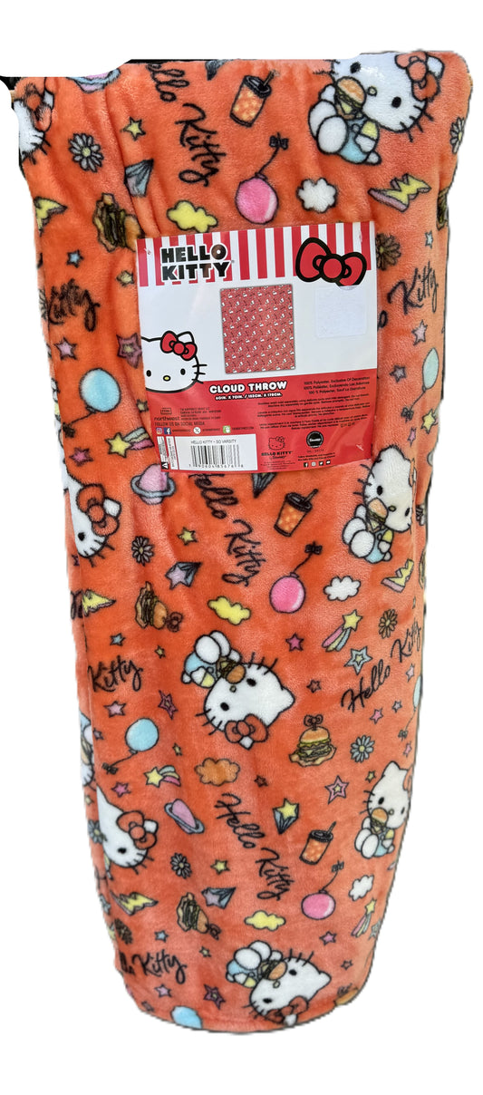 Hello Kitty Orange Throw Blanket