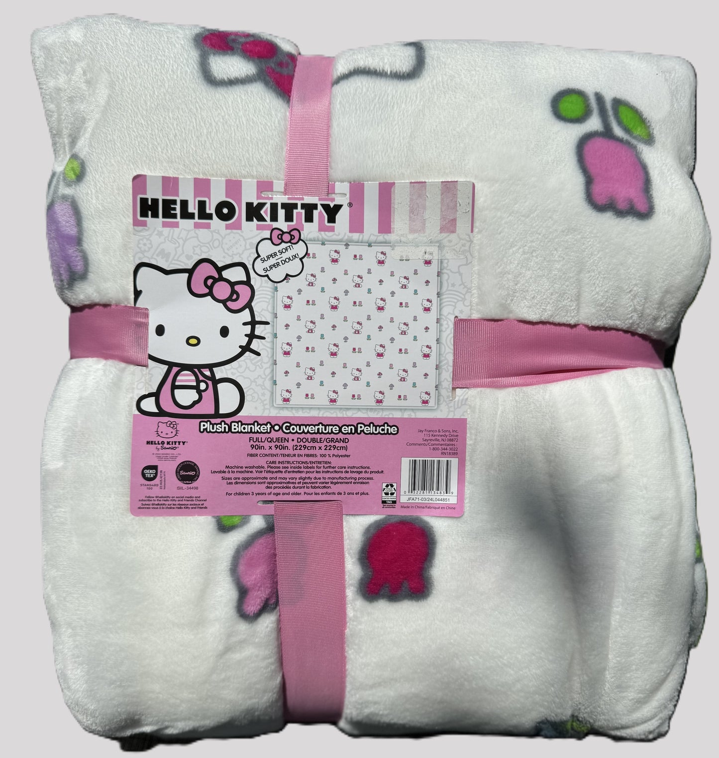 Hello Kitty White Tulip Full/Queen Blanket