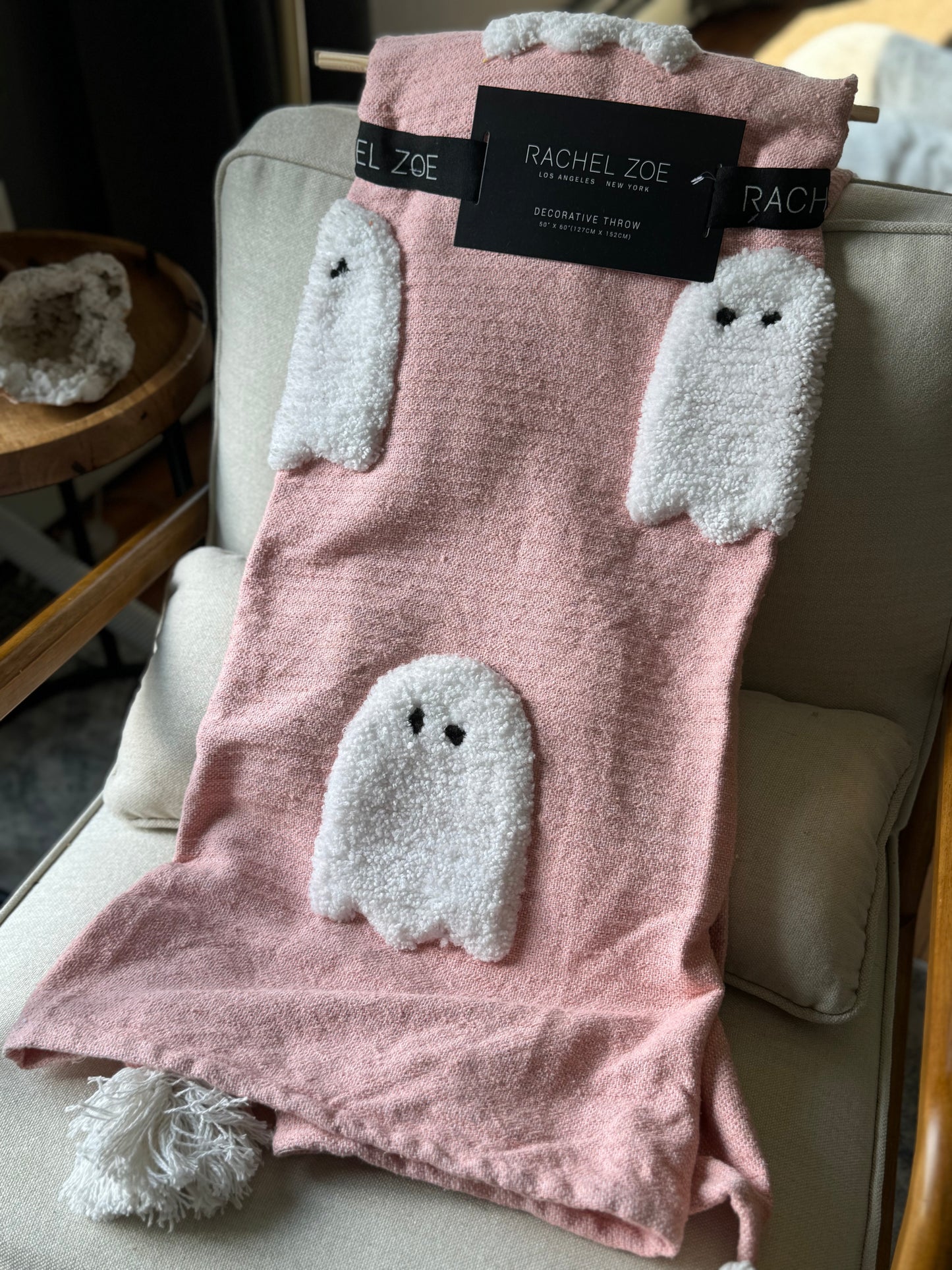 Rachel Zoe Pink Ghost Throw Blanket