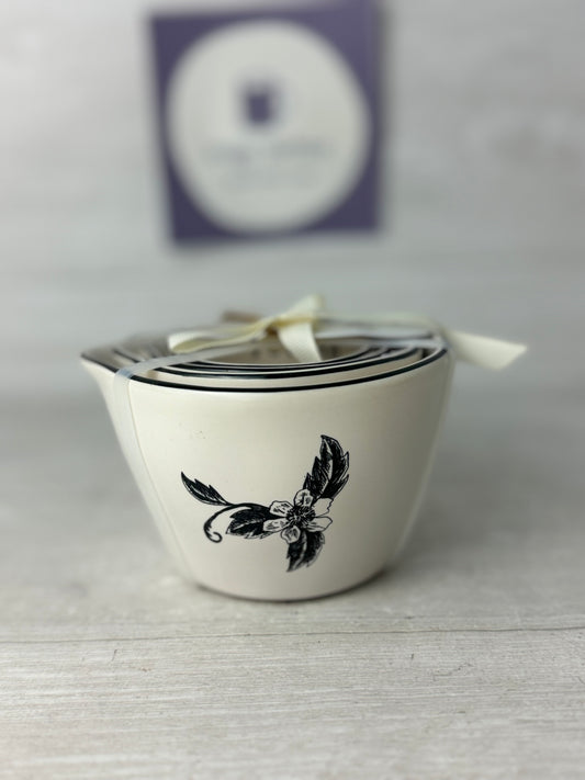 Rae Dunn Black & White Flower Measuring Cups