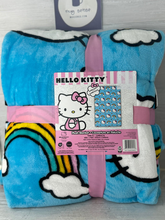 Hello Kitty Blue Rainbow TWIN XL Blanket