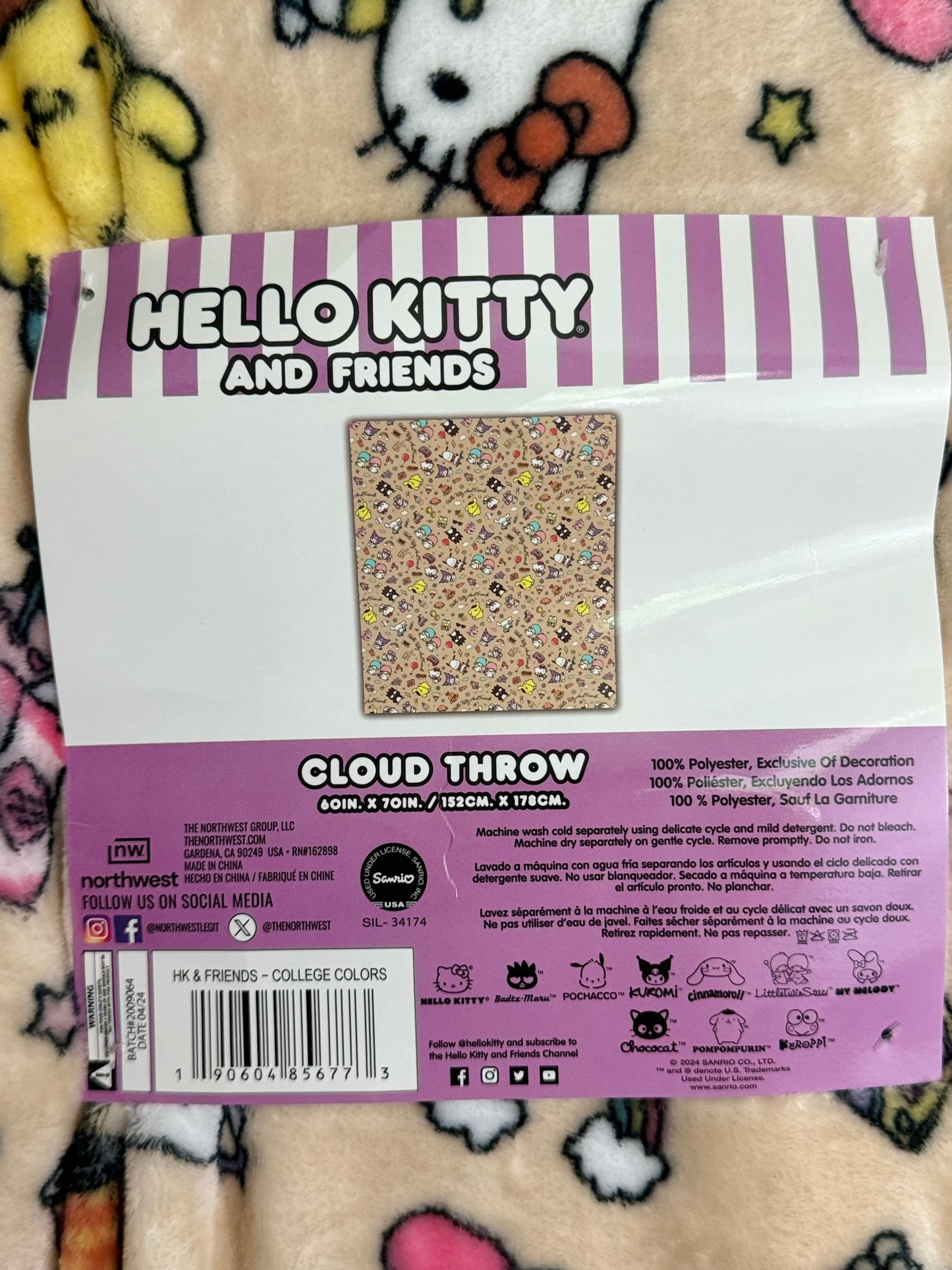 Hello Kitty and Friends Throw Blanket Cloud