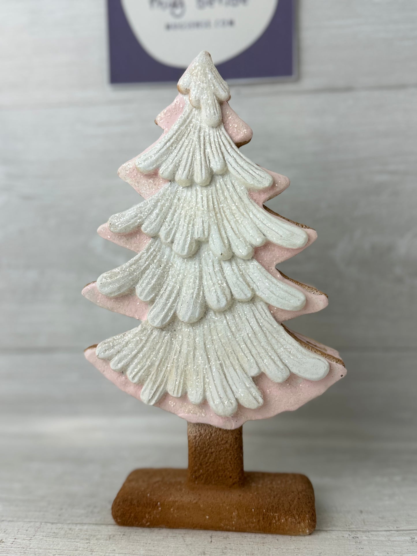 Peppermint Square Pink Frosted 10" Tree