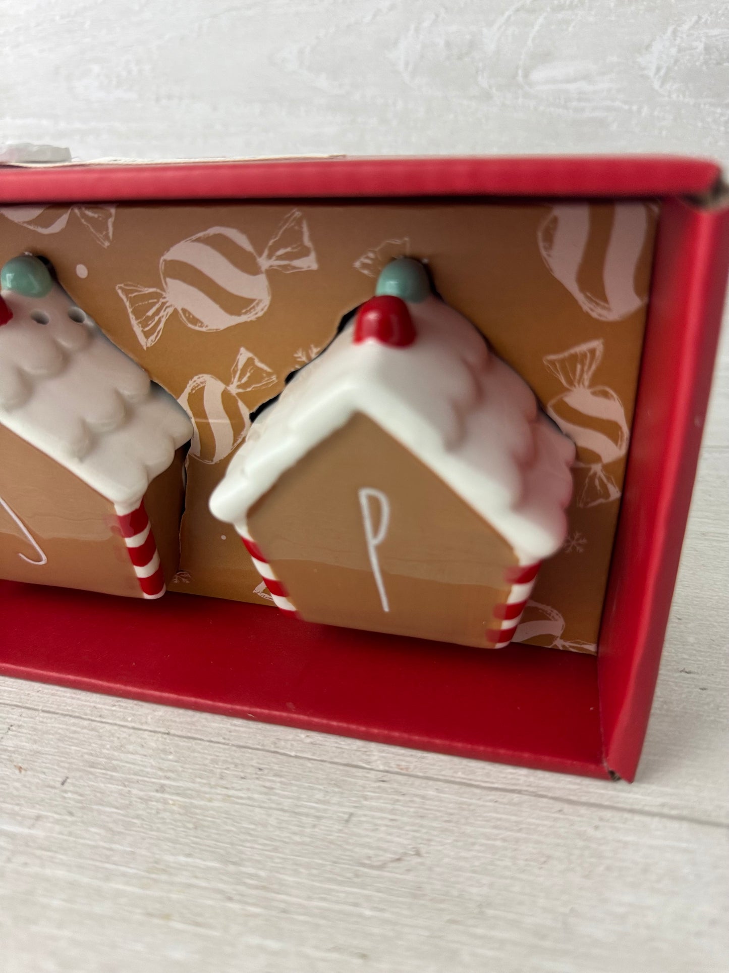 Rae Dunn Gingerbread House Salt And Pepper Shakers