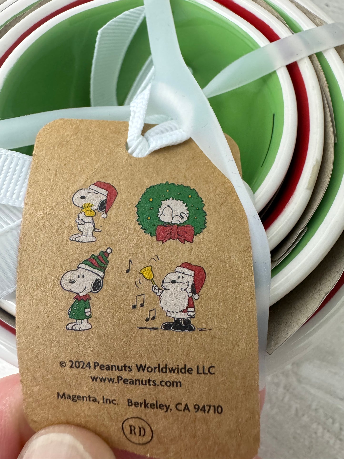 Rae Dunn Peanuts Snoopy Christmas Measuring Cup Set