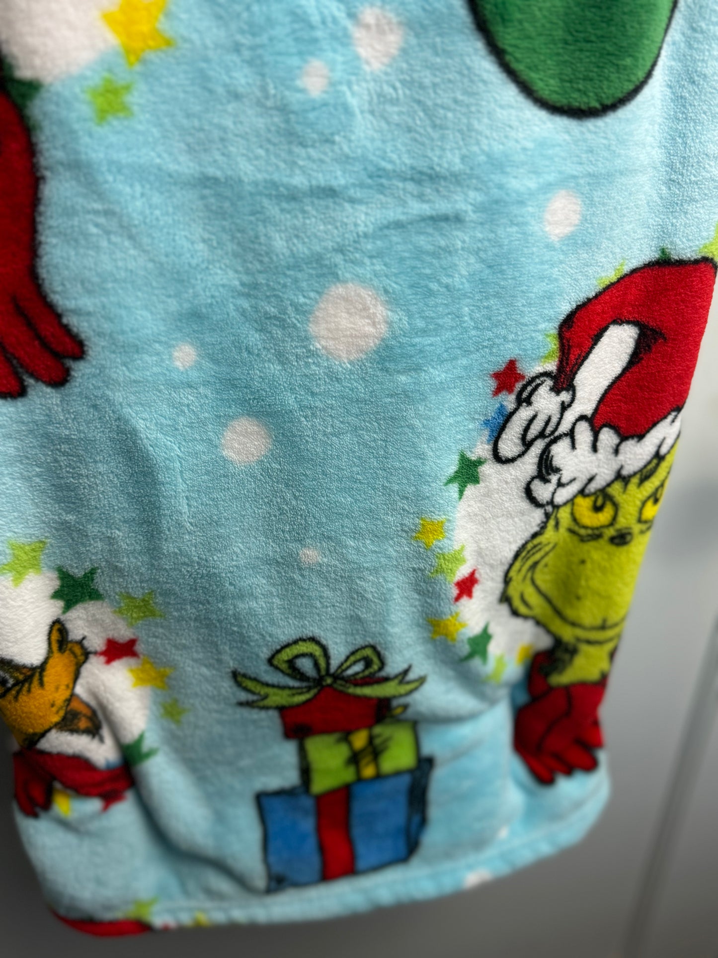 Grinch Christmas Throw Blanket~ Sky Blue