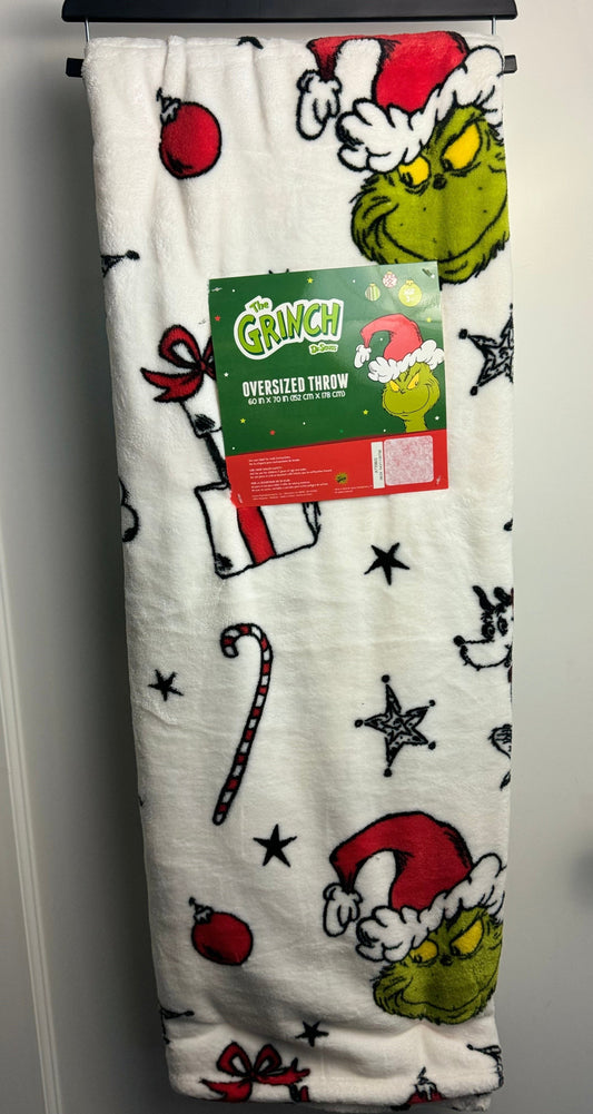 Grinch Christmas Throw Blanket~ faces