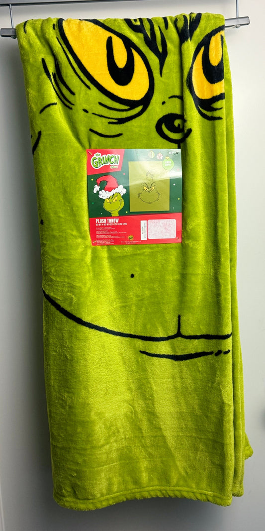 Grinch Christmas Throw Blanket~ Green Grinch Face