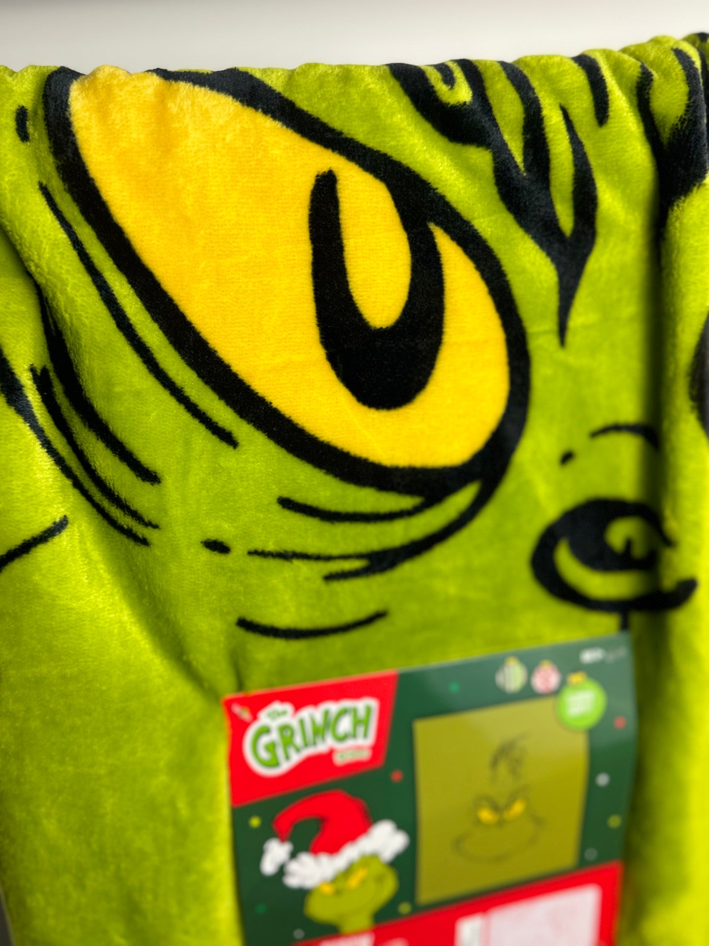 Grinch Christmas Throw Blanket~ Green Grinch Face