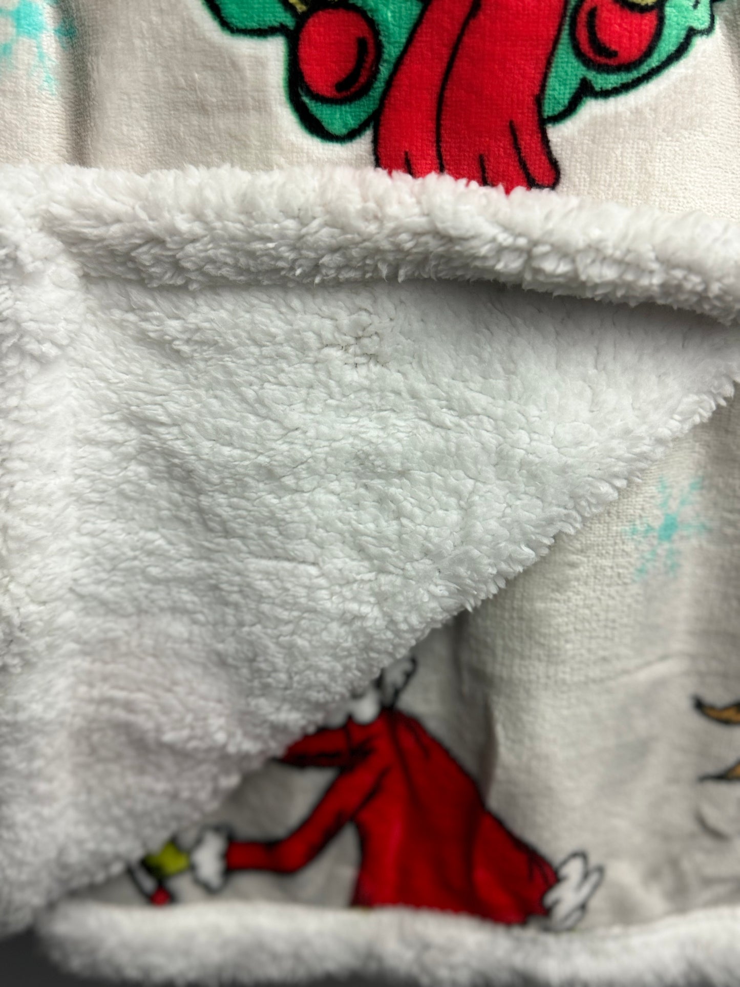 Grinch Christmas Throw Blanket~ Gray Sherpa