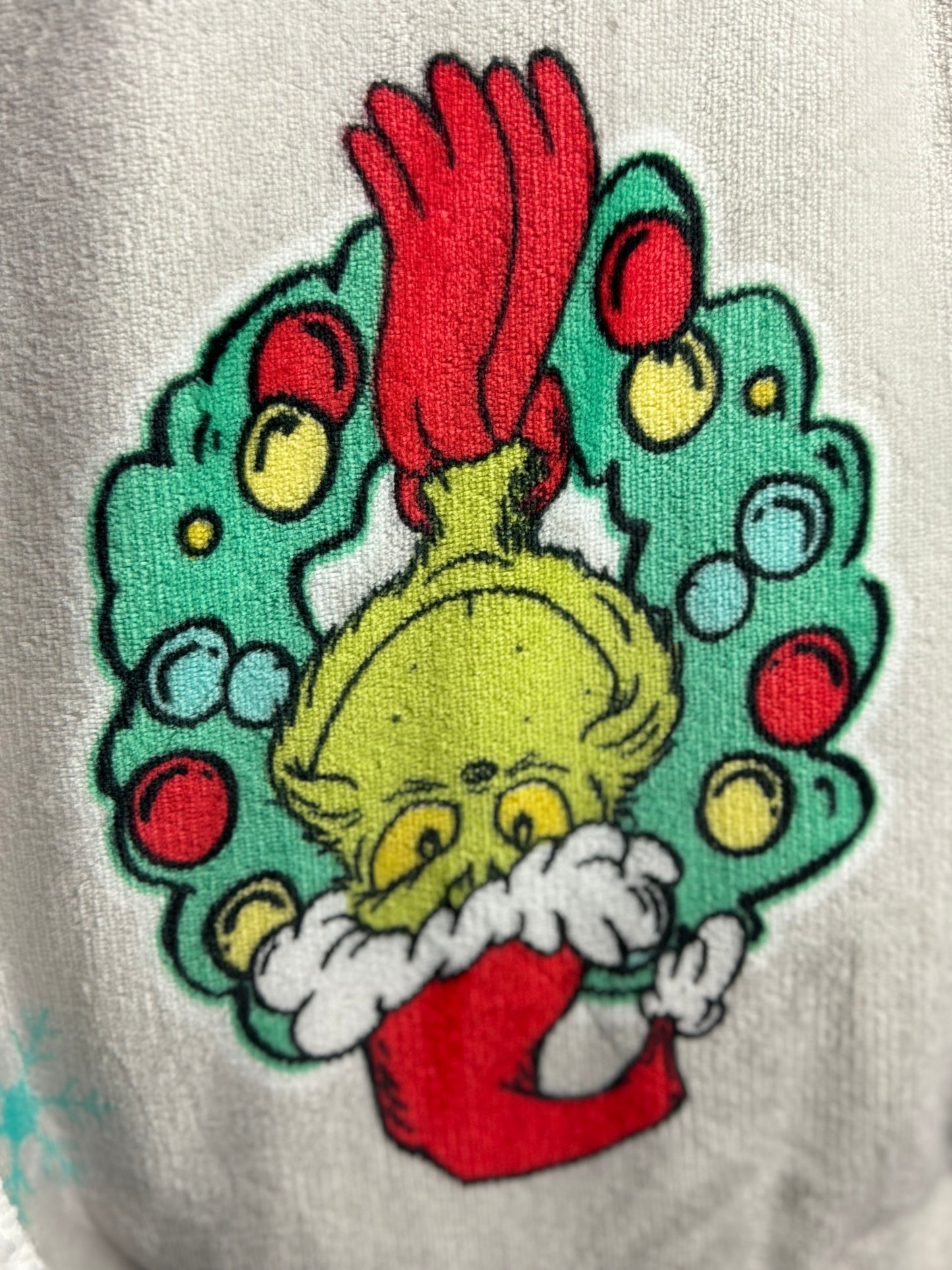 Grinch Christmas Throw Blanket~ Gray Sherpa