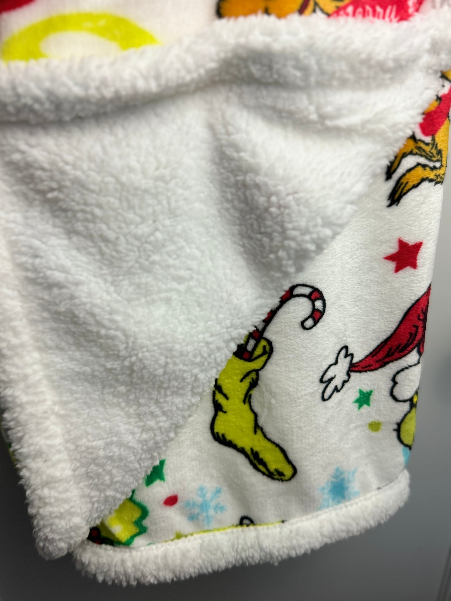 Grinch Christmas Throw Blanket~ HO HO HO Sherpa