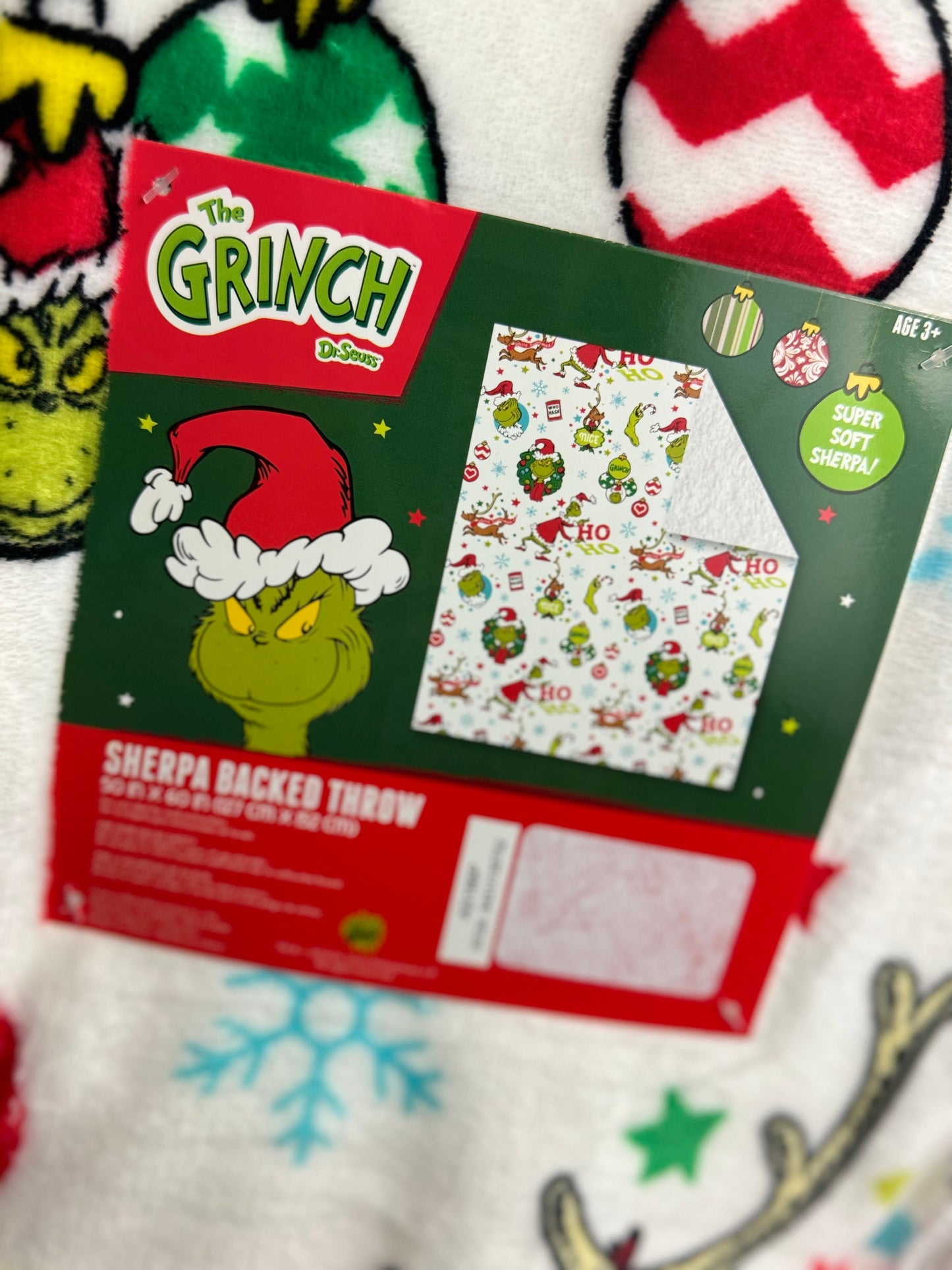 Grinch Christmas Throw Blanket~ HO HO HO Sherpa