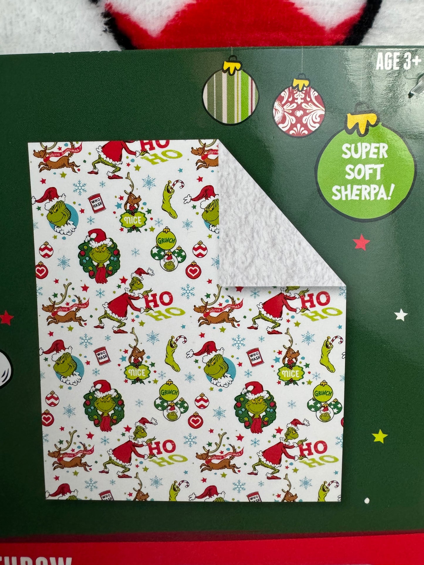 Grinch Christmas Throw Blanket~ HO HO HO Sherpa