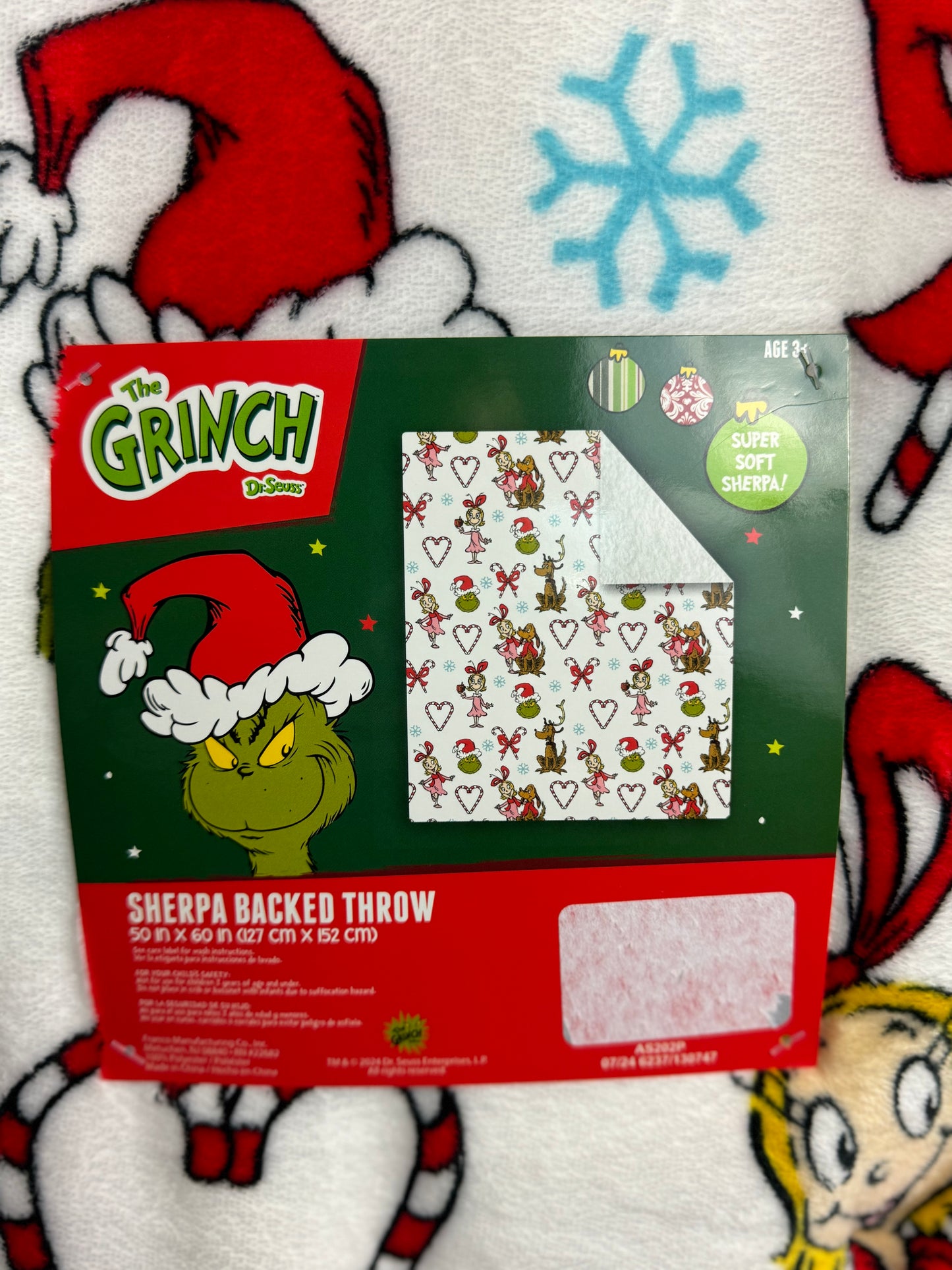 Grinch Christmas Throw Blanket~ Cindy Lou Who Sherpa