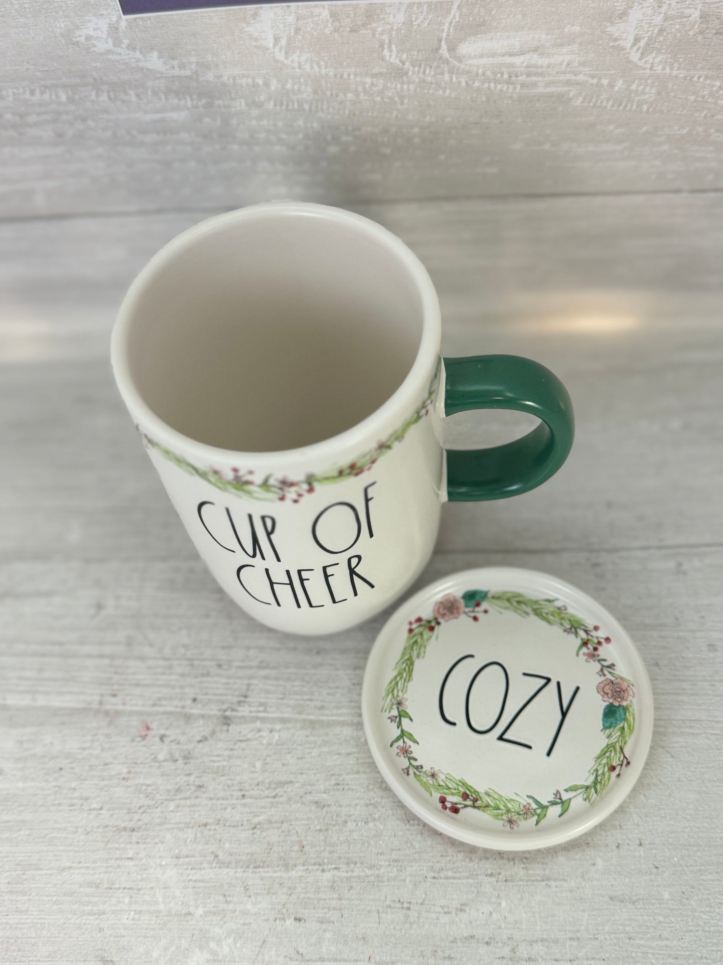 Rae Dunn Cup Of Cheer Mug and Coaster Set