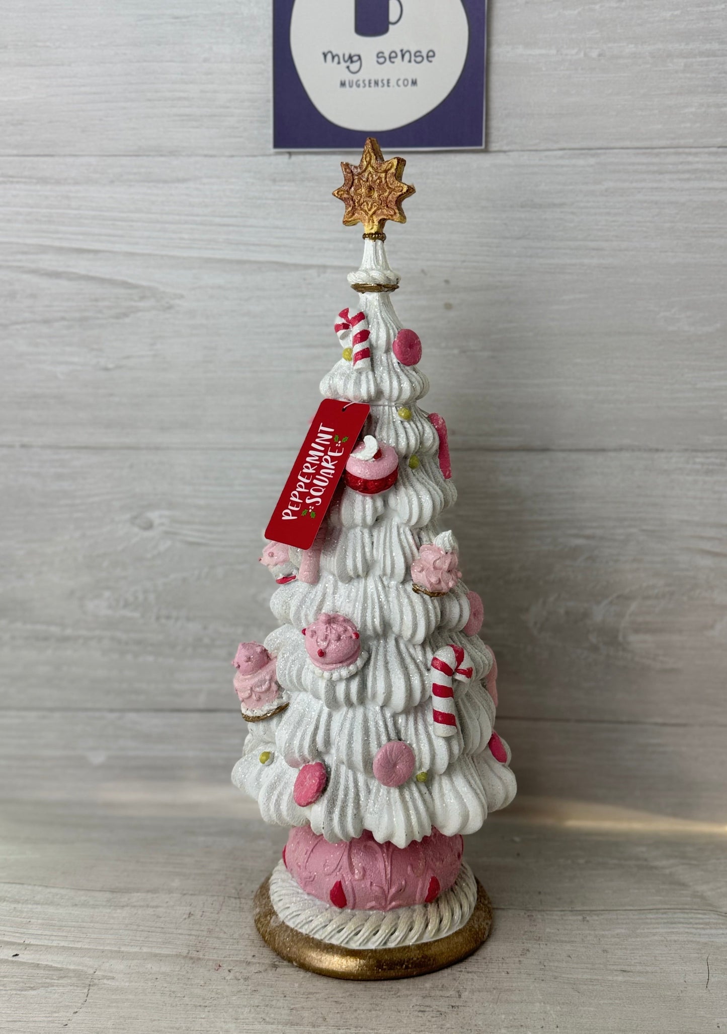 Peppermint Square Pink Cupcake 16" Tree