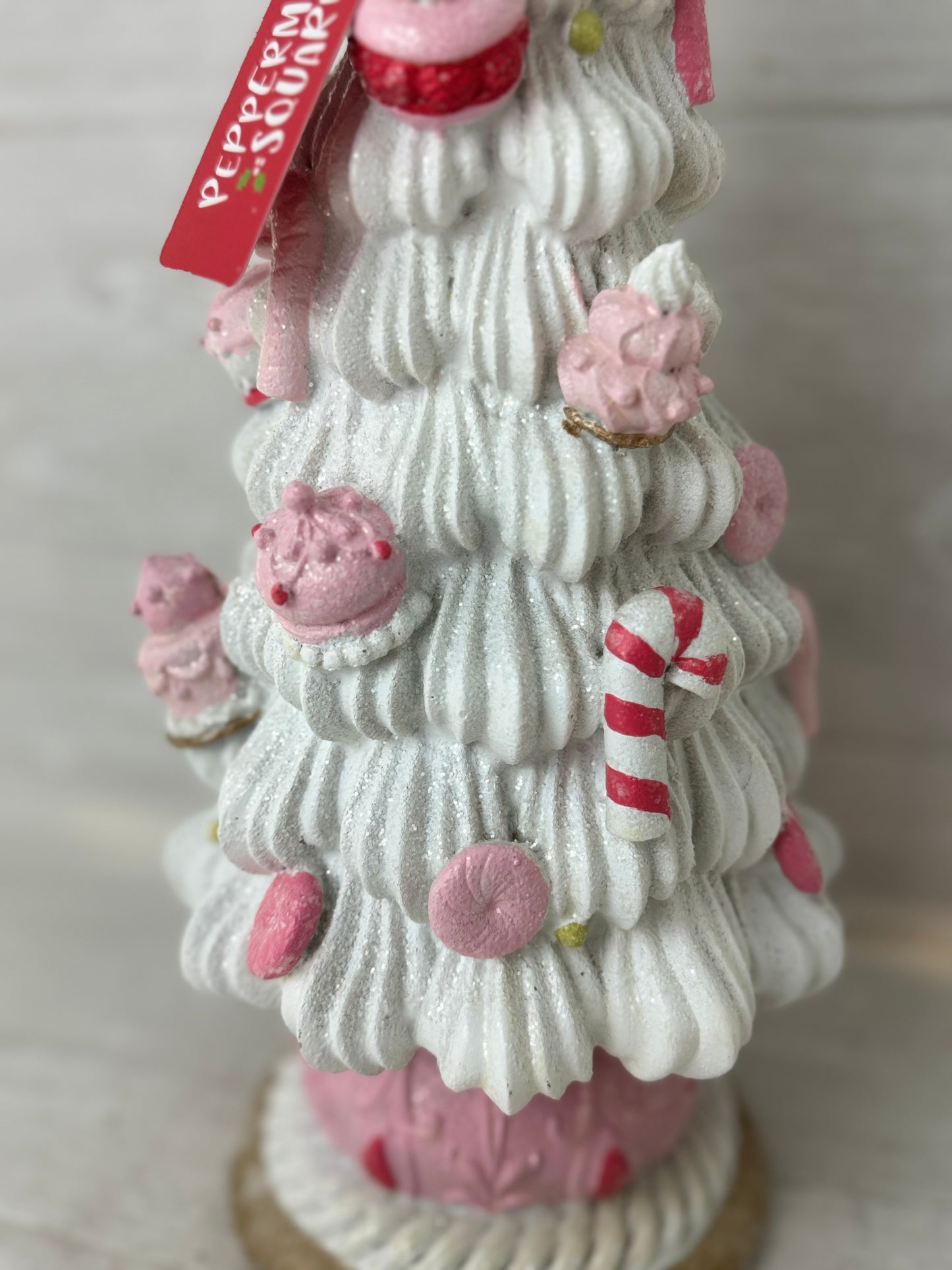 Peppermint Square Pink Cupcake 16" Tree