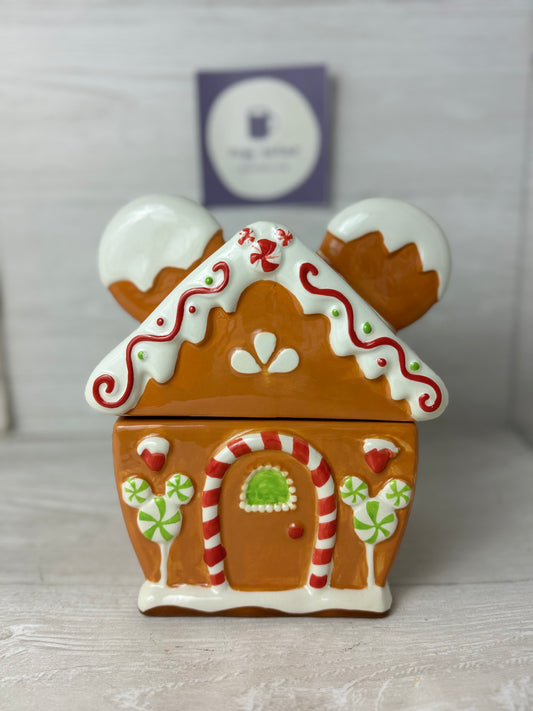 Disney Mickey Holiday Gingerbread House Cookie Jar