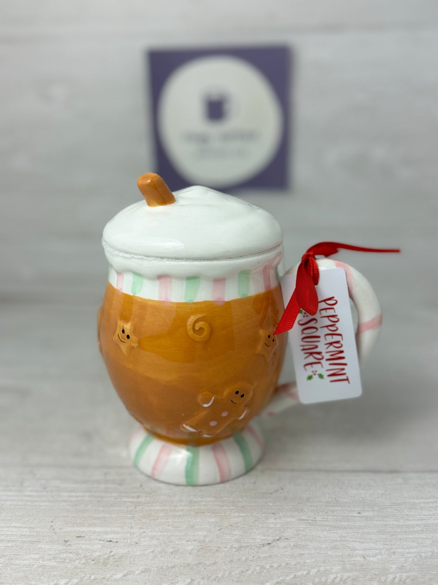 Peppermint Square Gingerbread Cocoa Christmas Mug Topper