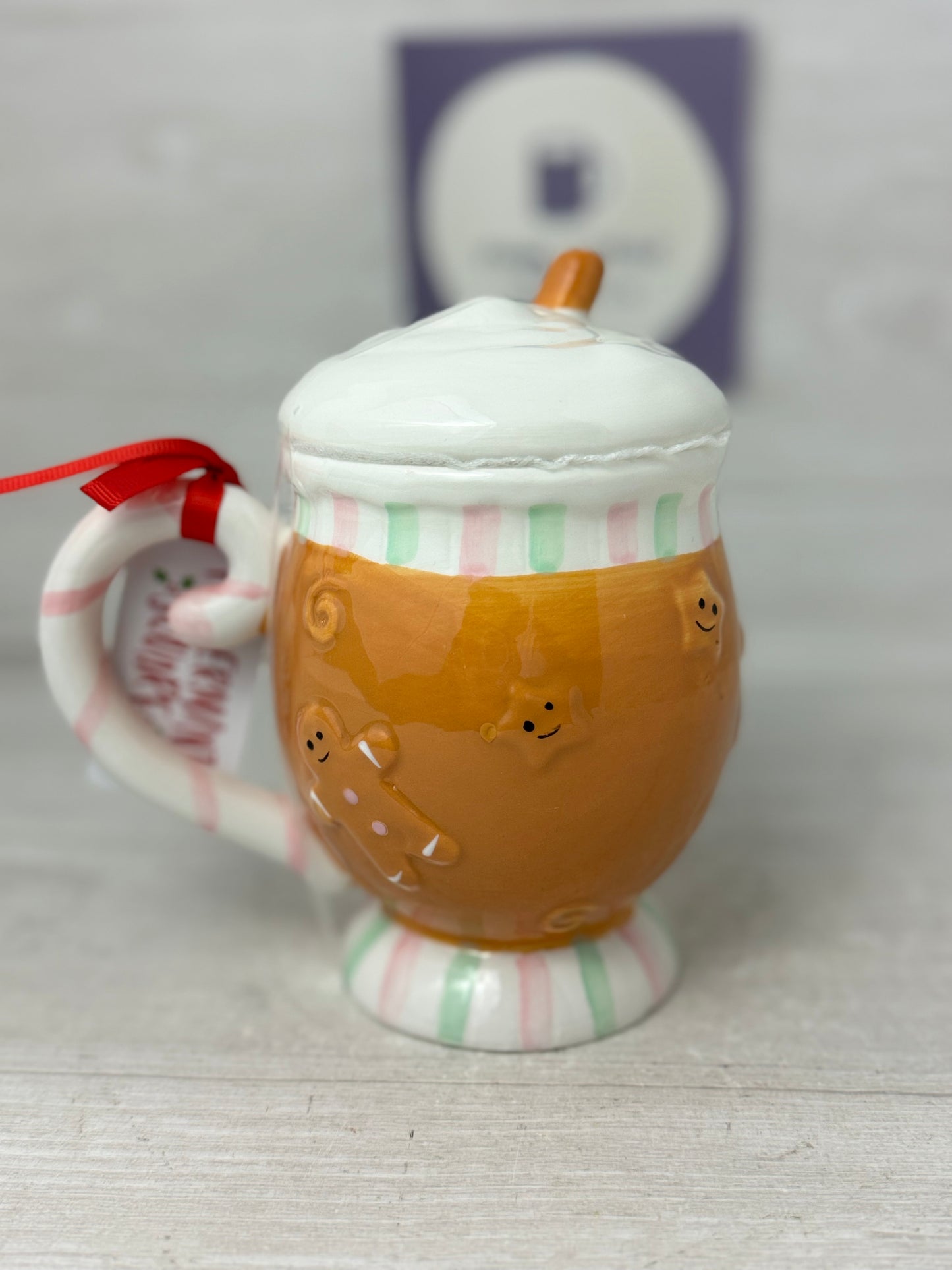 Peppermint Square Gingerbread Cocoa Christmas Mug Topper