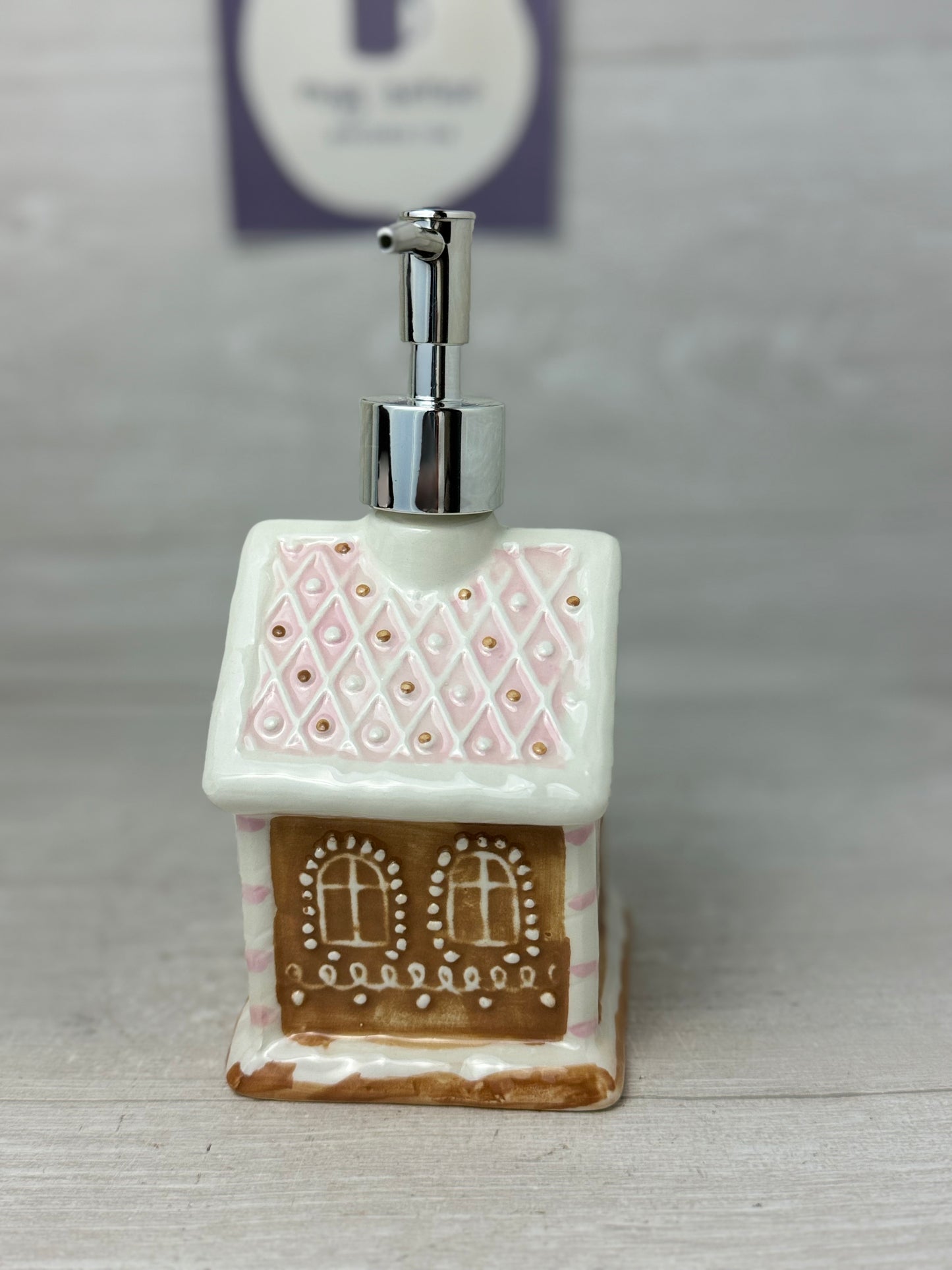 Gingerbread House Soap Dispenser & Sponge Holder Set