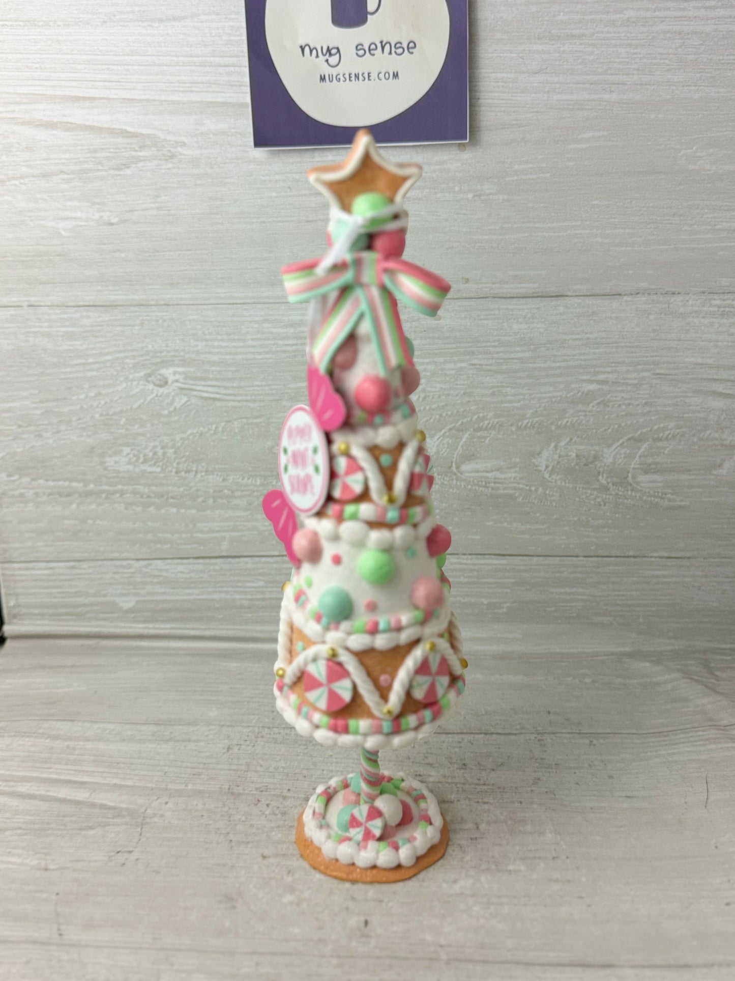 Peppermint Square Pink Candy Gingerbread Christmas Tree