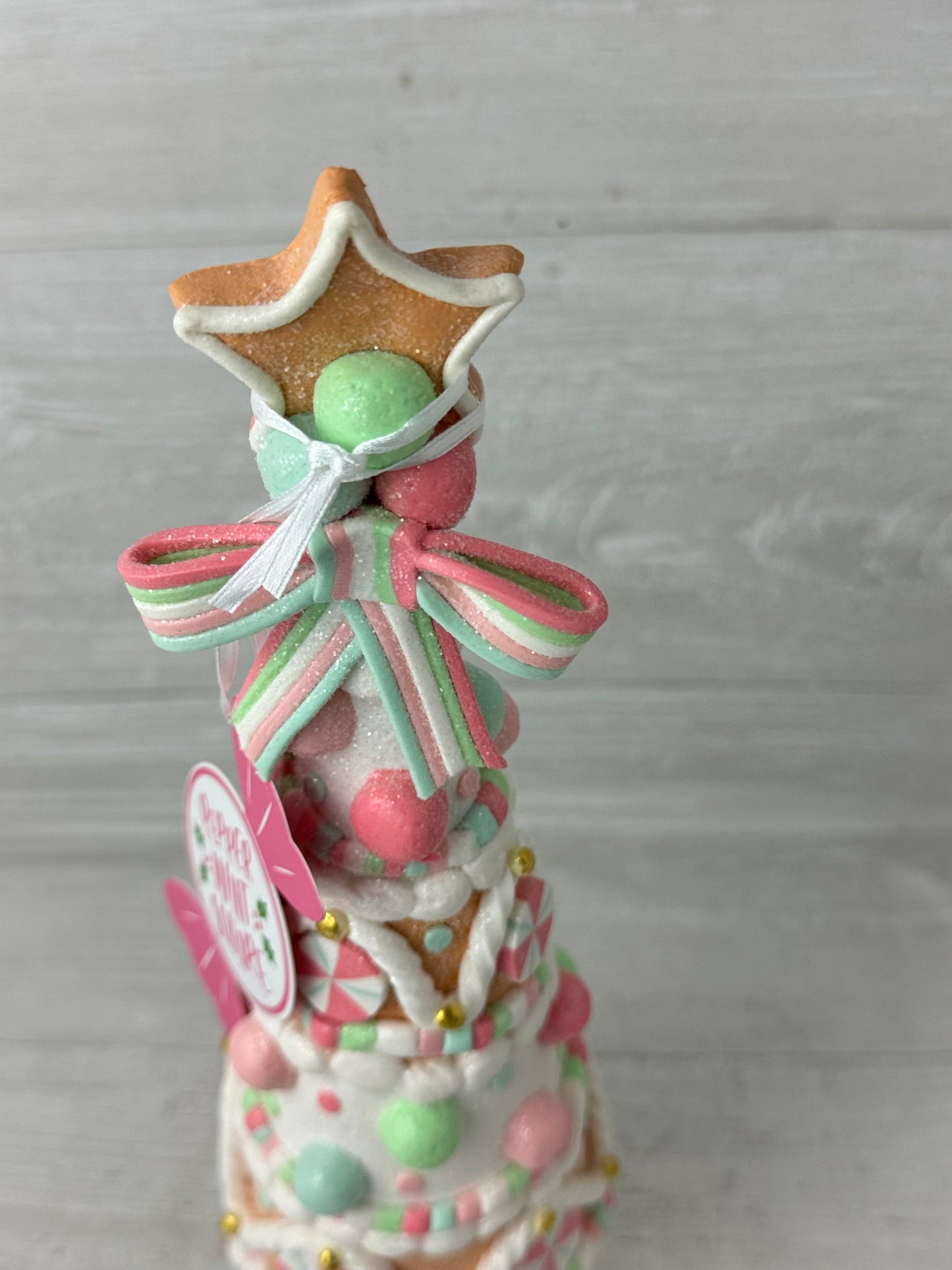 Peppermint Square Pink Candy Gingerbread Christmas Tree