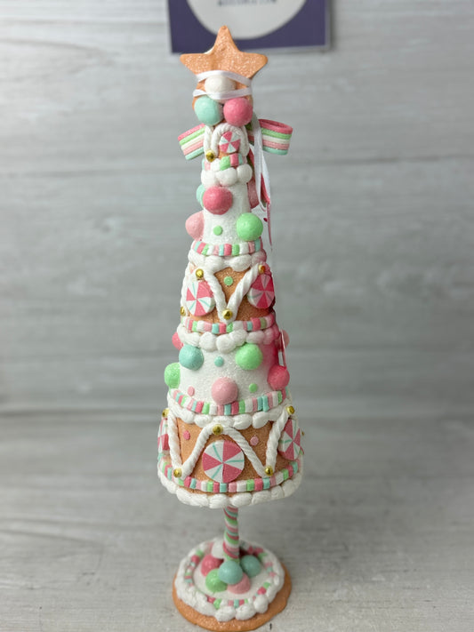 Peppermint Square Pink Candy Gingerbread Christmas Tree