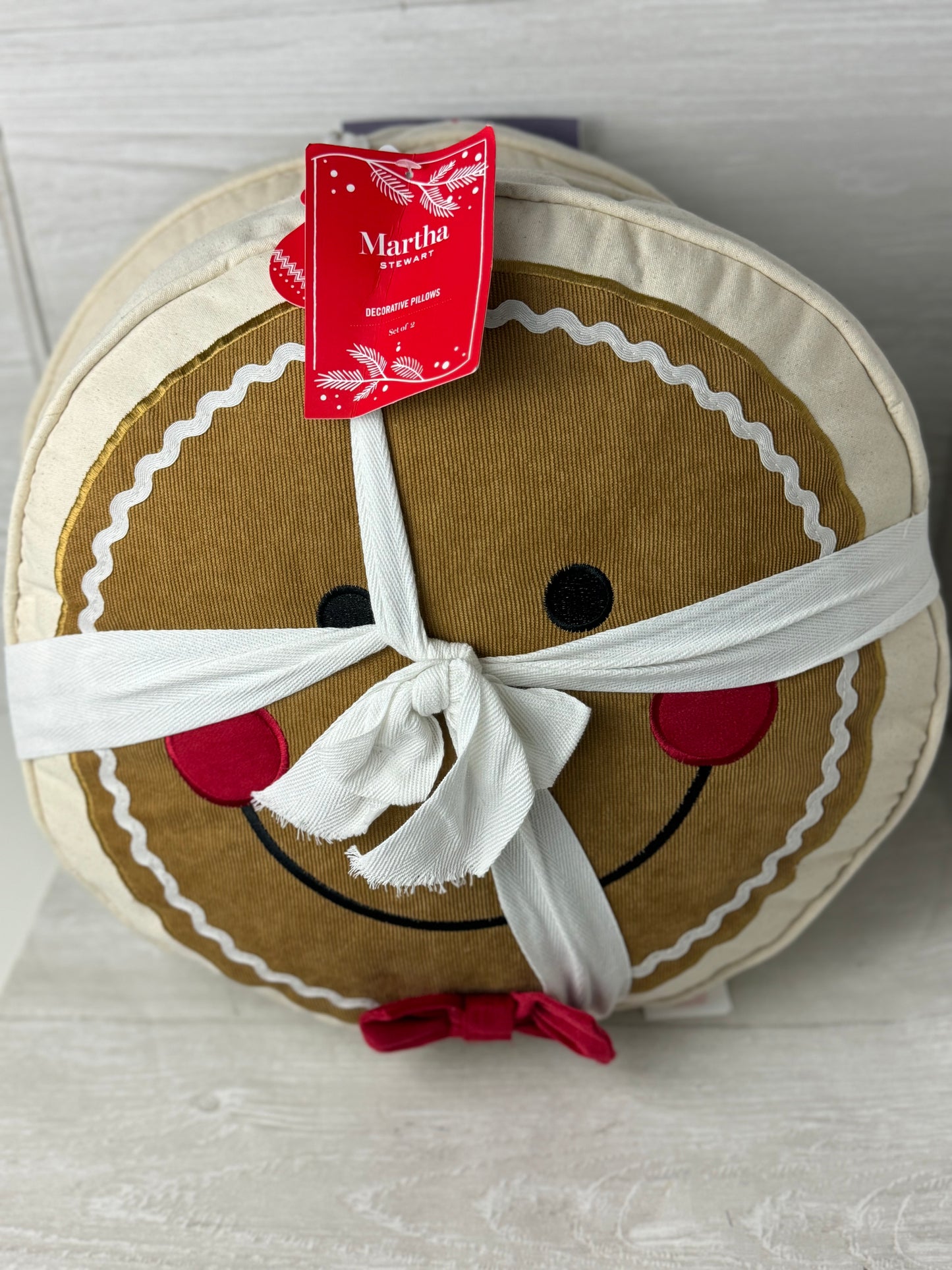 Martha Stewart Round Gingerbread Pillow Set