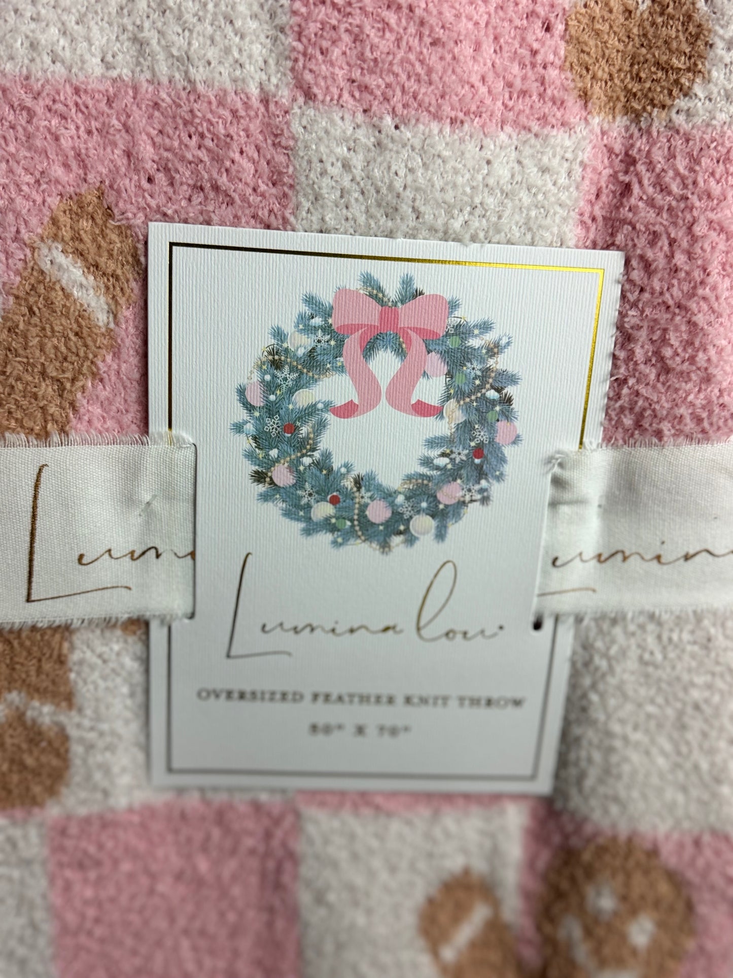 Lumina Lou Pink Checkered Gingerbread Throw