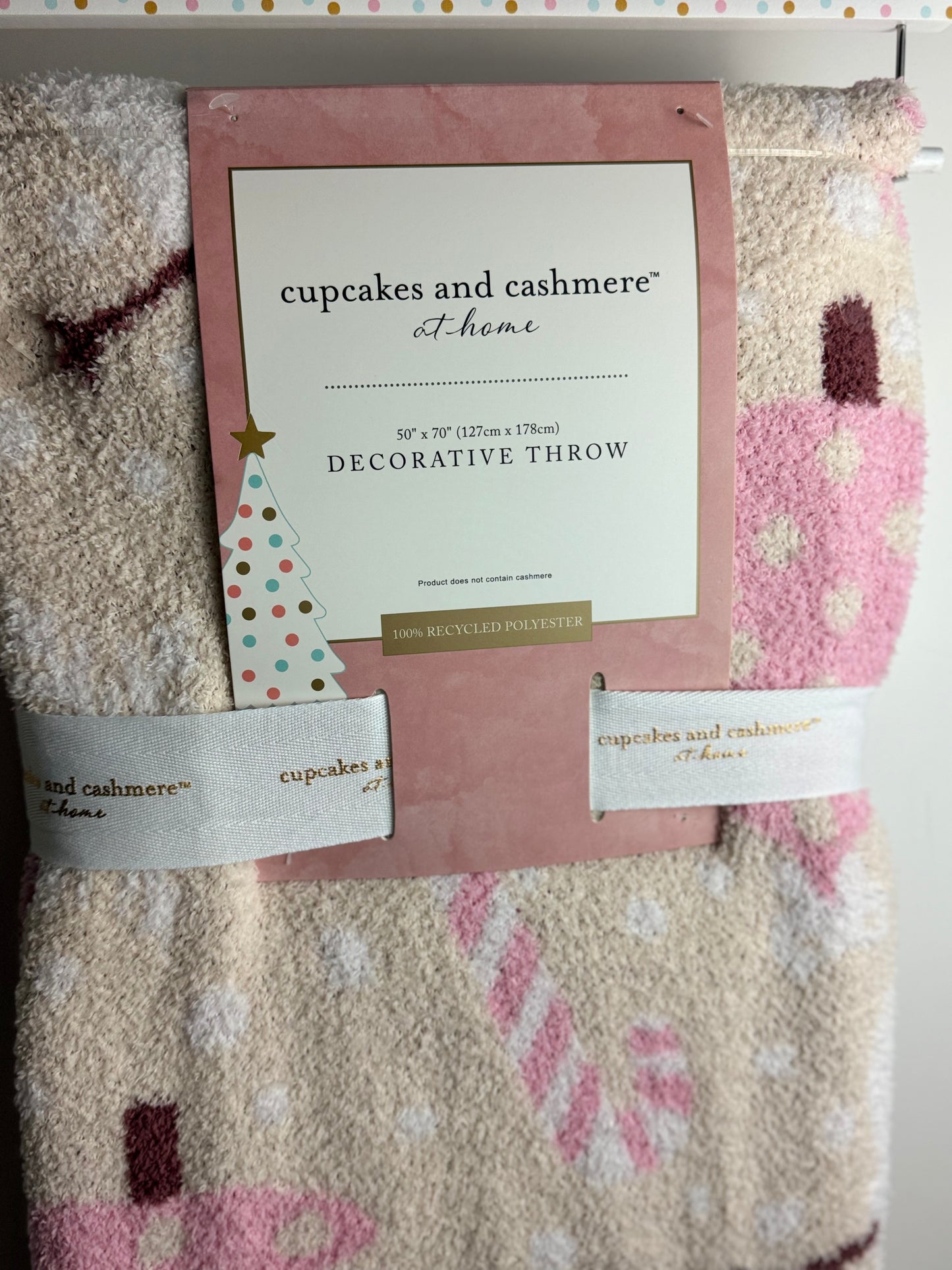 Cupcakes & Cashmere Pink Snowman Throw