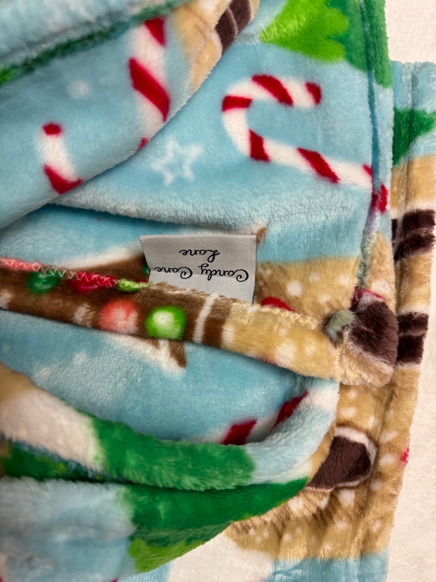 Candy Cane Lane Blue Gingerbread House Throw