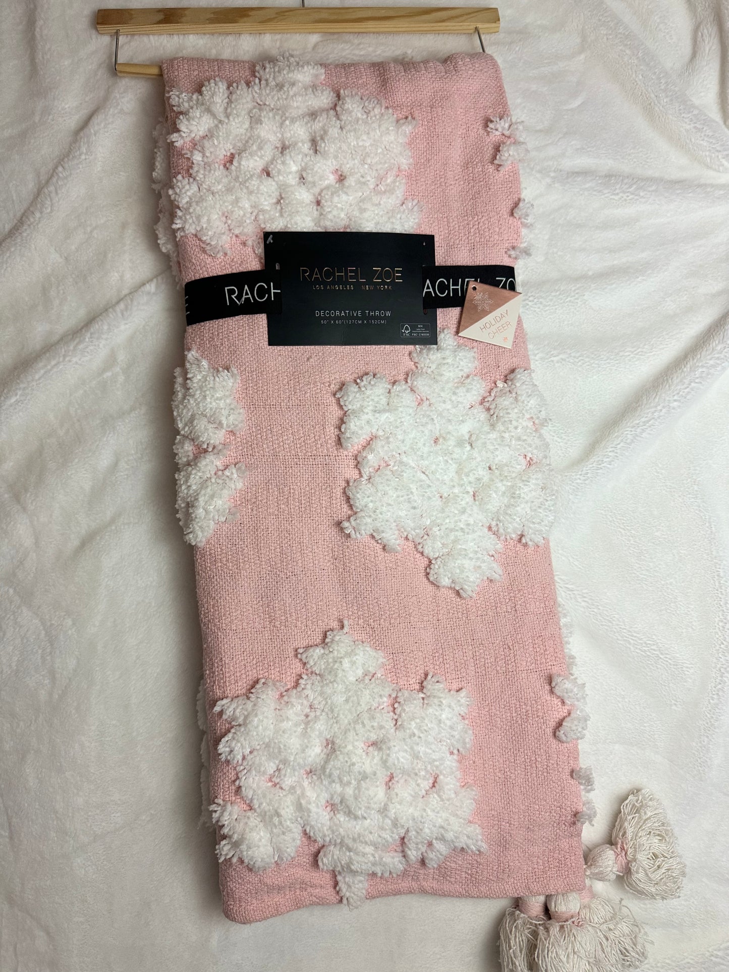 Rachel Zoe Pink Snowflake Throw Blanket