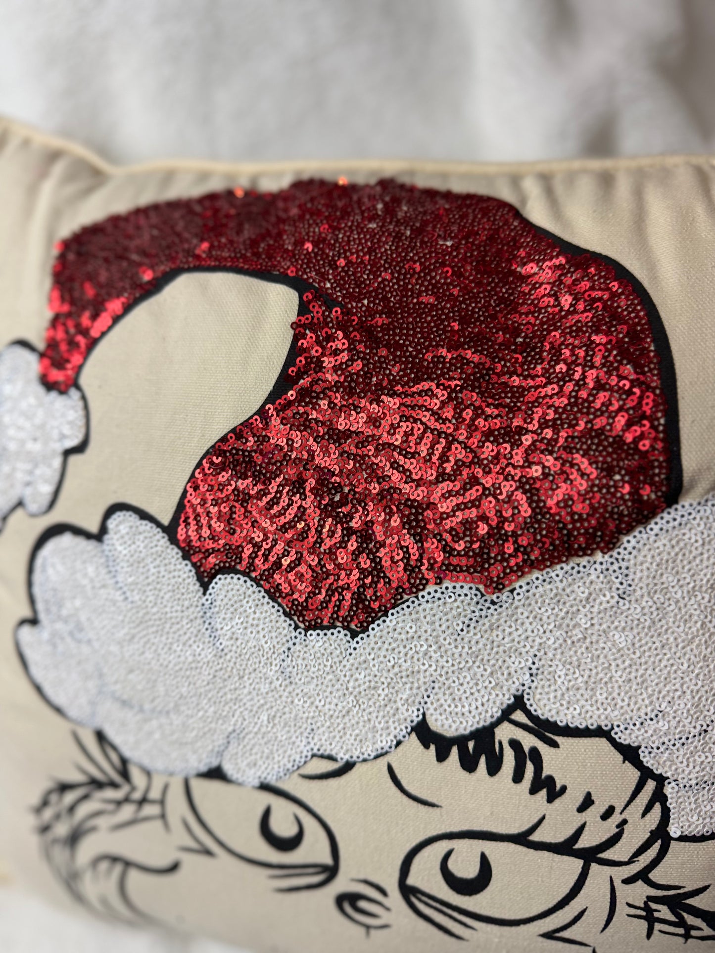 Grinch Sparkle Hat Pillow