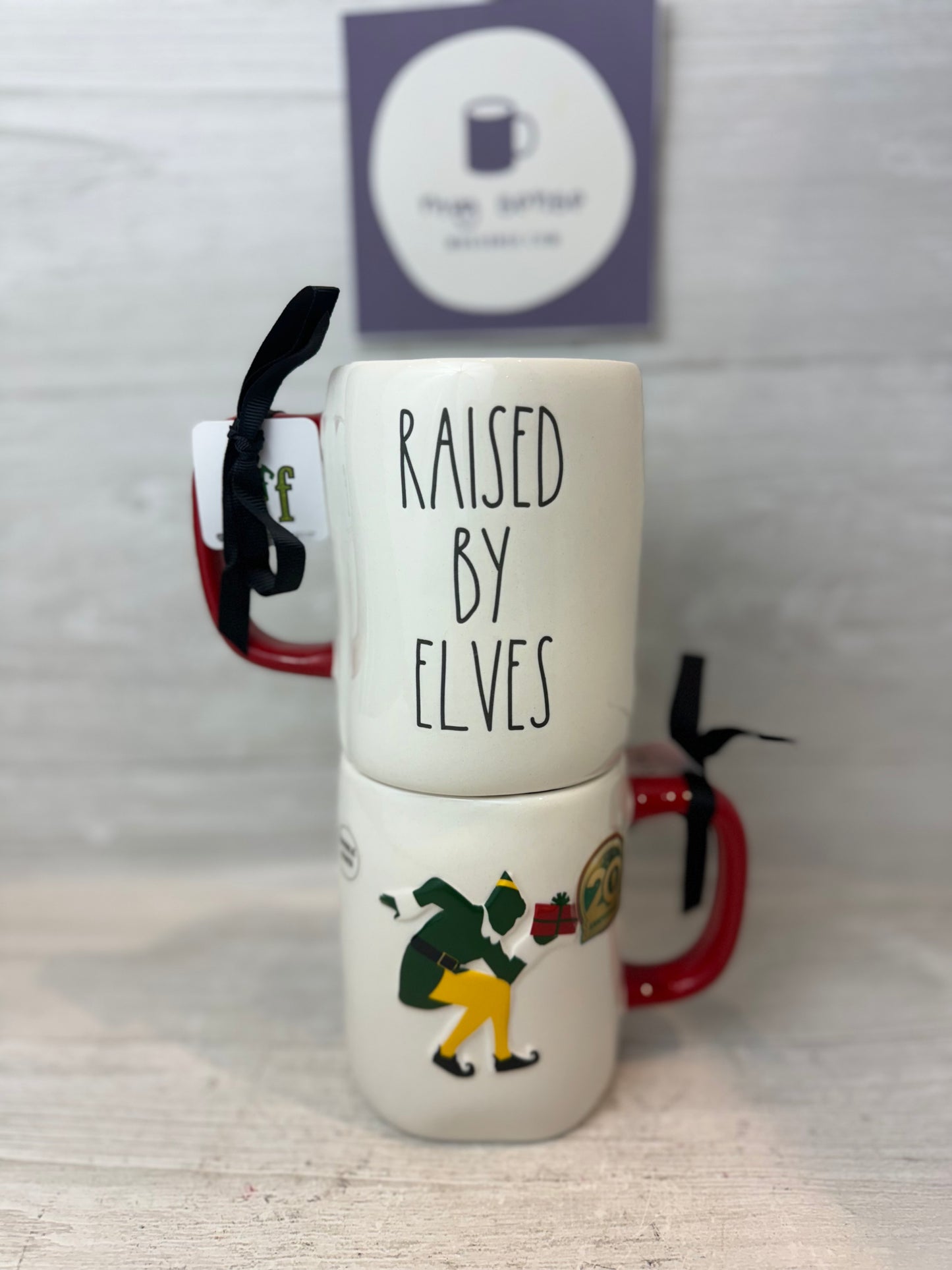 Rae Dunn Buddy Raised By Elves Mug (Border) – Mug Sense