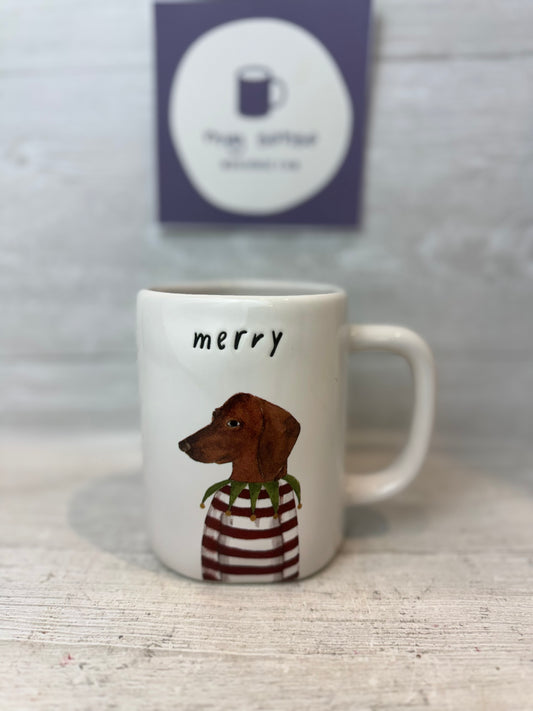 Rae Dunn Merry Dachshund Mug