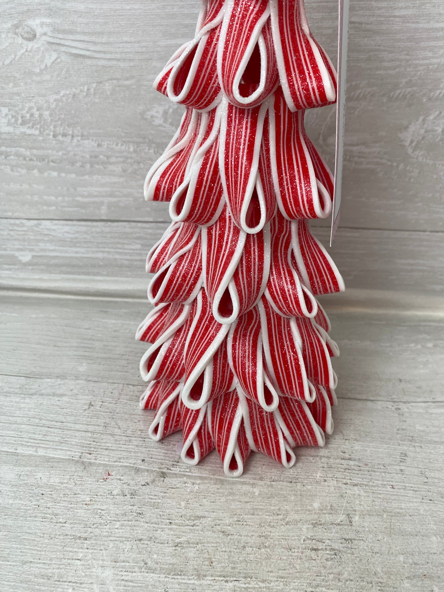 Red Peppermint Ribbon 14" Tree