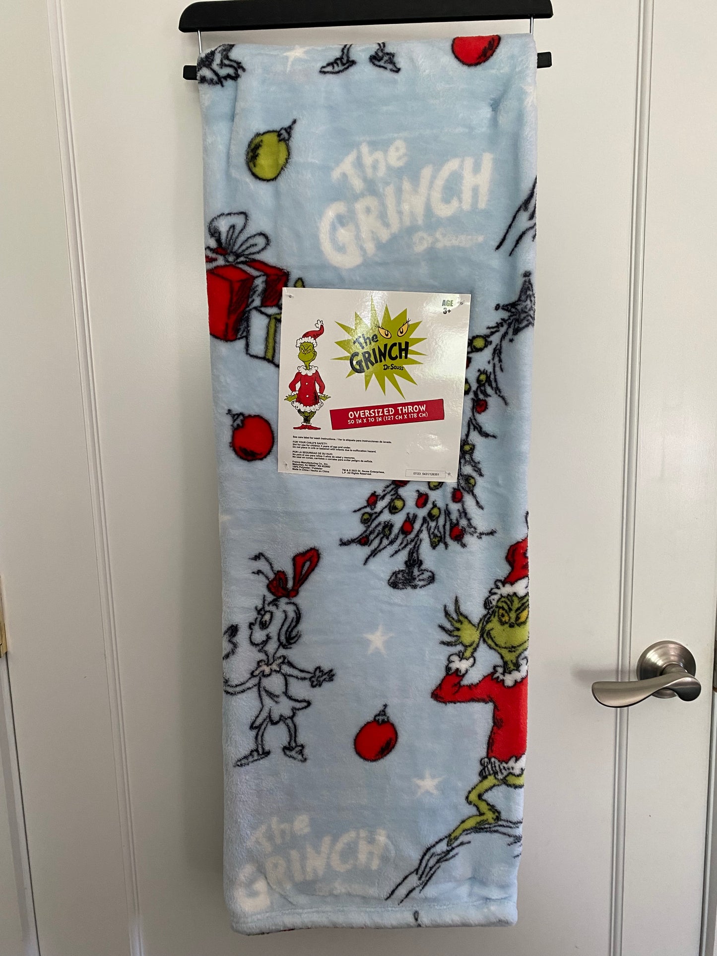 Grinch Christmas Throw Blanket~ Blue