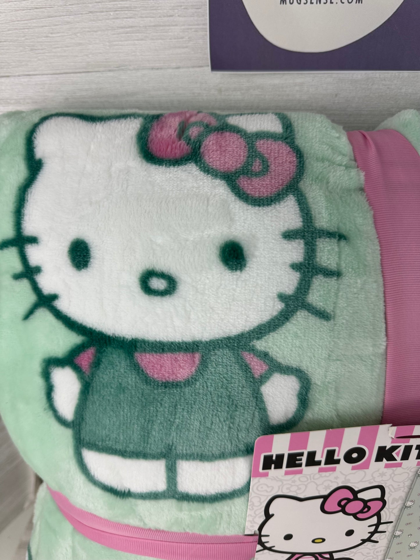 Hello Kitty Mint Green Bow Twin Blanket