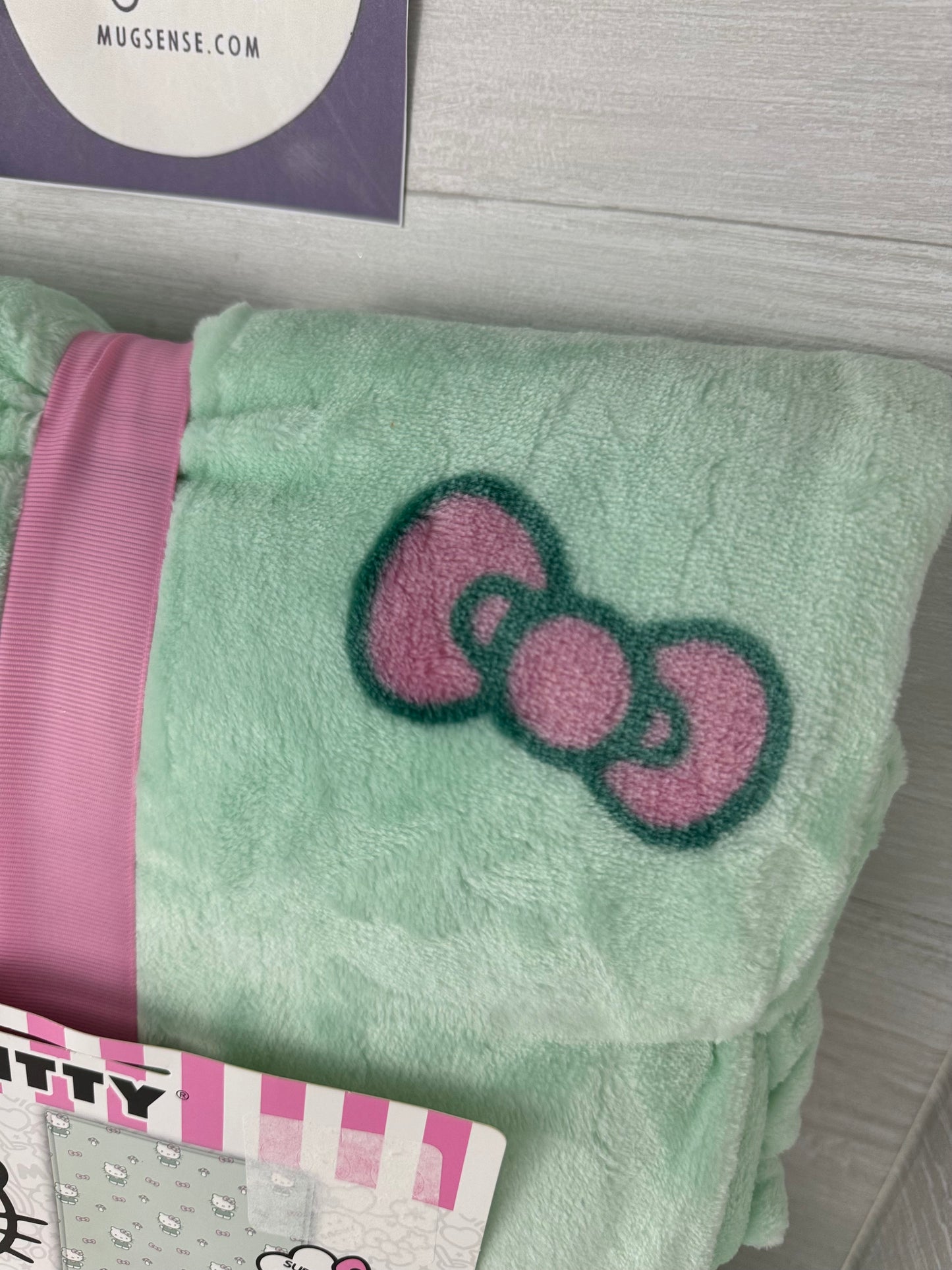 Hello Kitty Mint Green Bow Twin Blanket