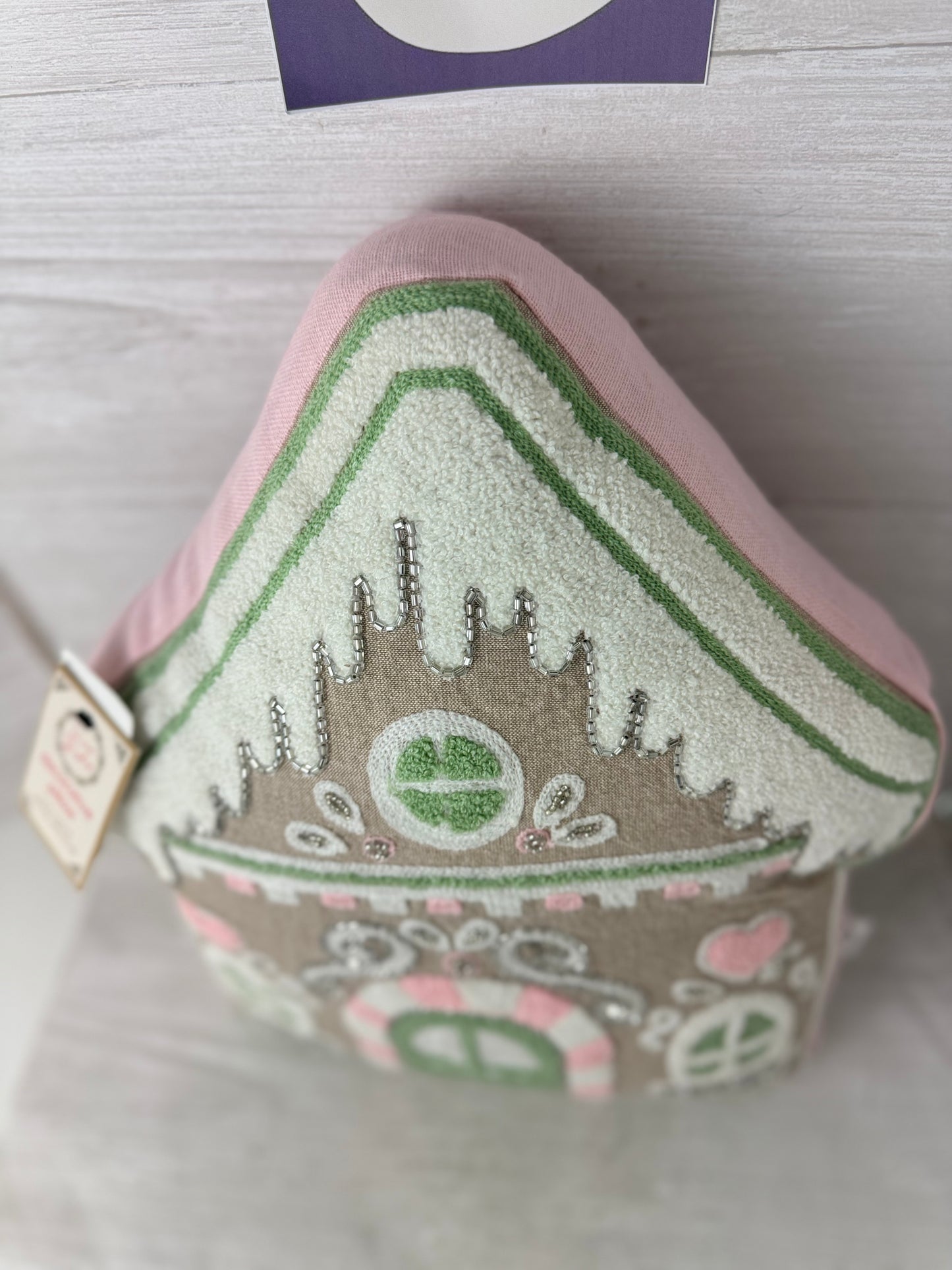 Pink Gingerbread House Throw Pillow