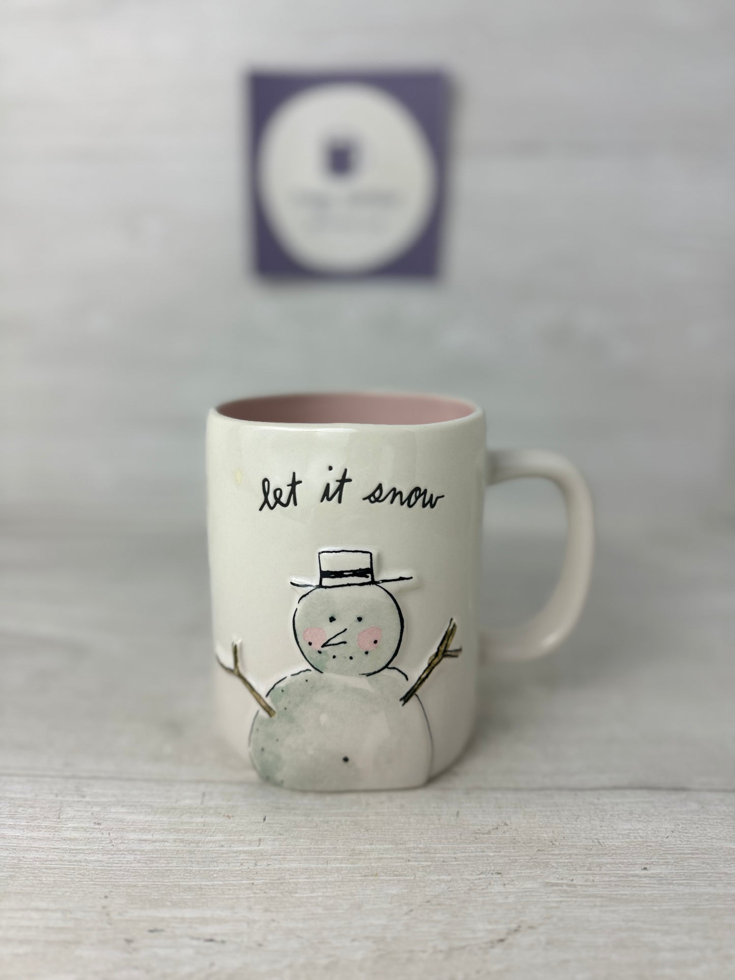 Rae Dunn Let It Snow Mug (Pink Inside)