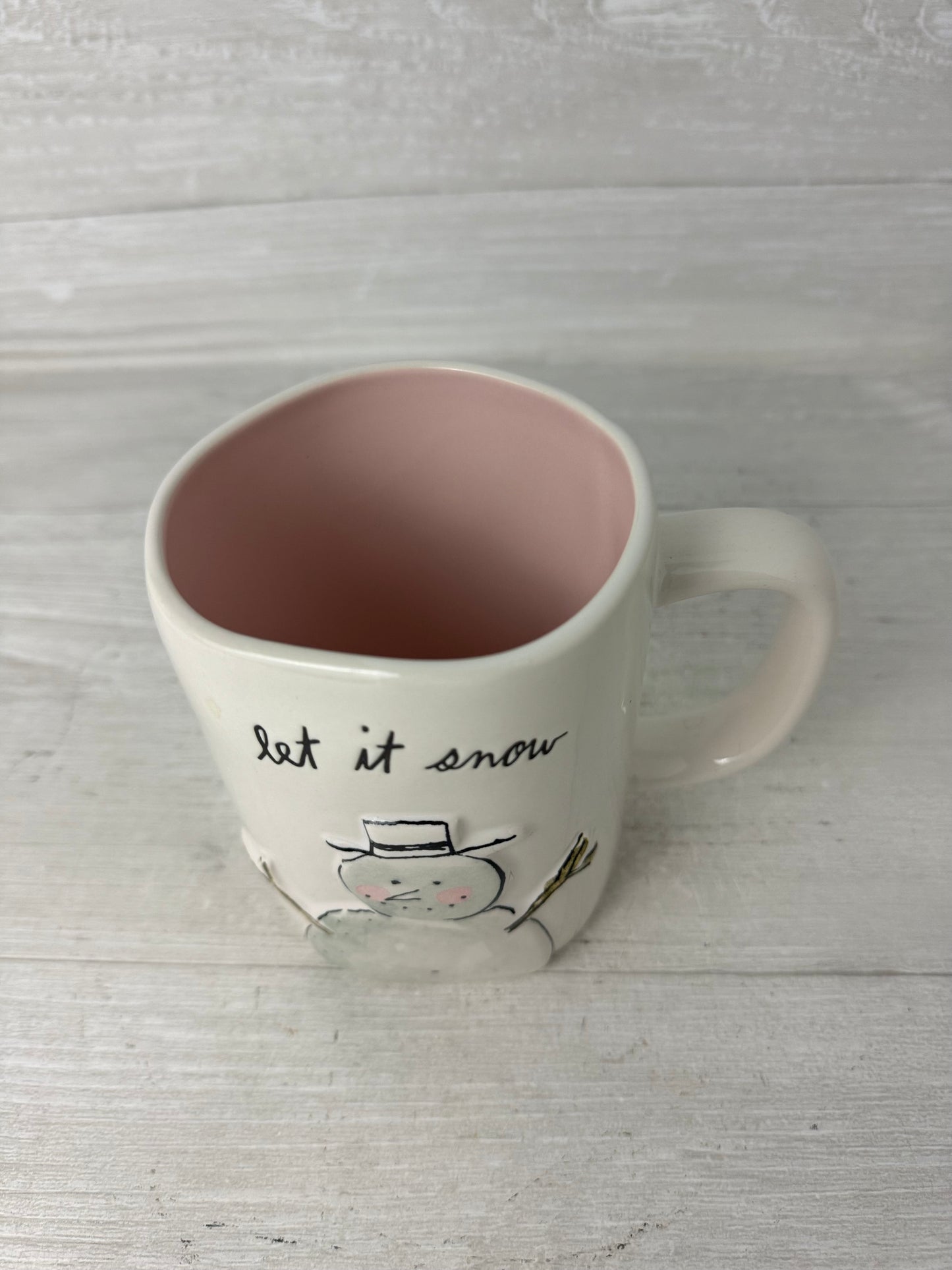 Rae Dunn Let It Snow Mug (Pink Inside)