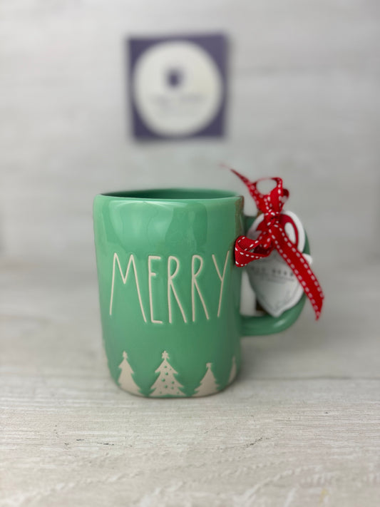 Rae Dunn Merry Green Trees Mug