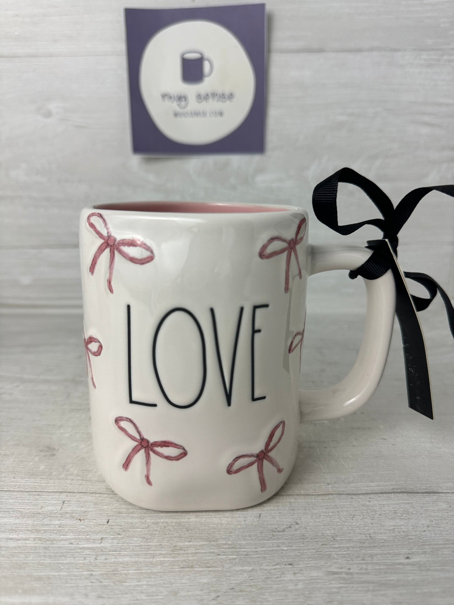 Rae Dunn Love Pink Bow Mug