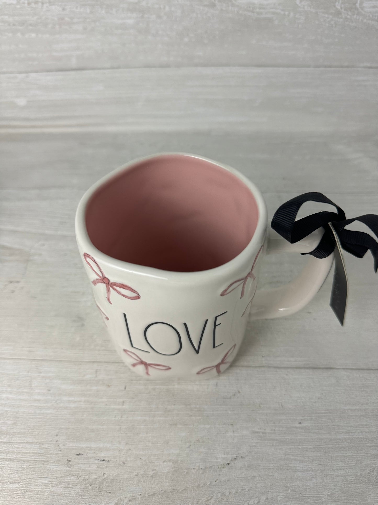 Rae Dunn Love Pink Bow Mug